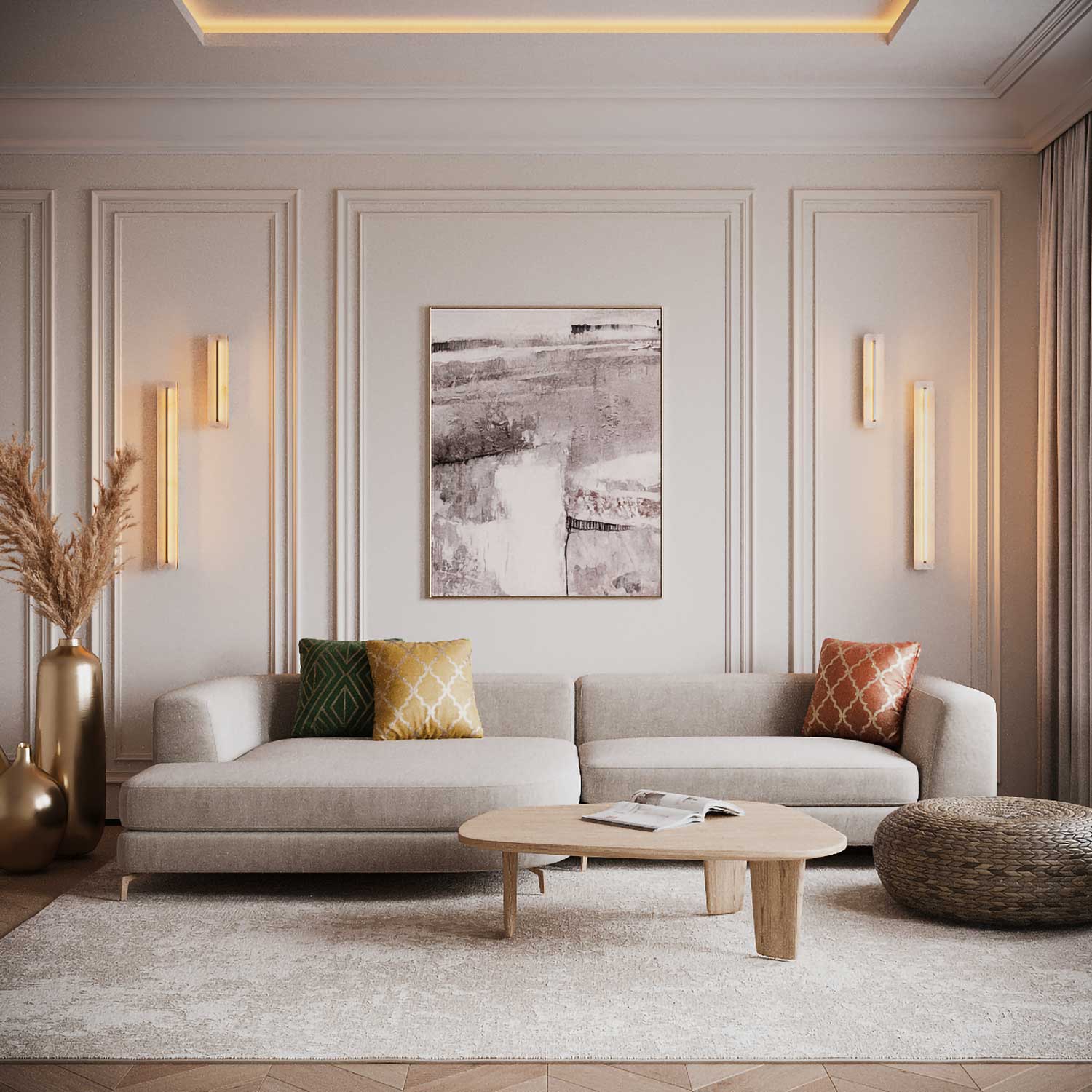 Albatre - Applique LED design en marbre et laiton