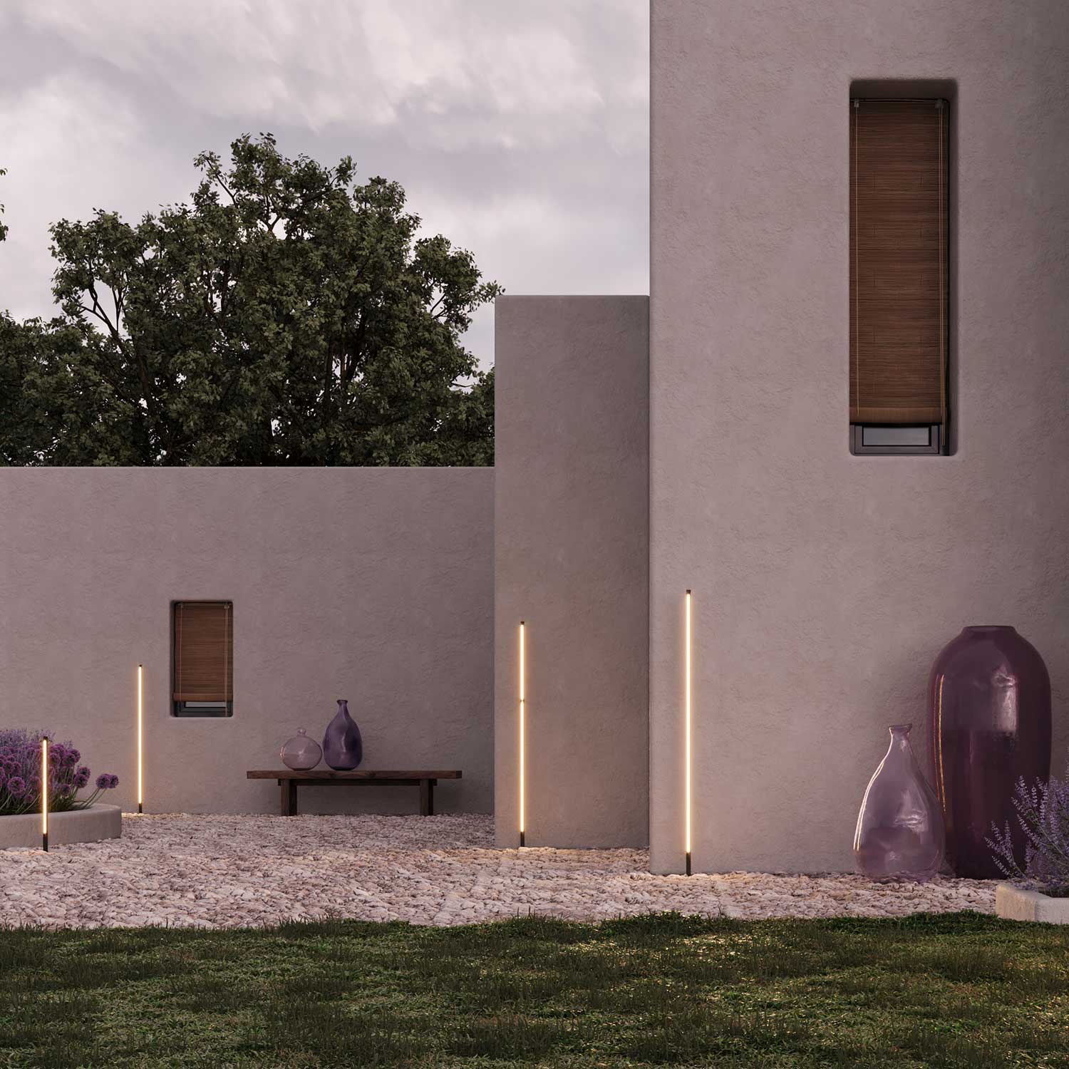 Pole - Poteau LED sur piquet pour jardin moderne extérieur