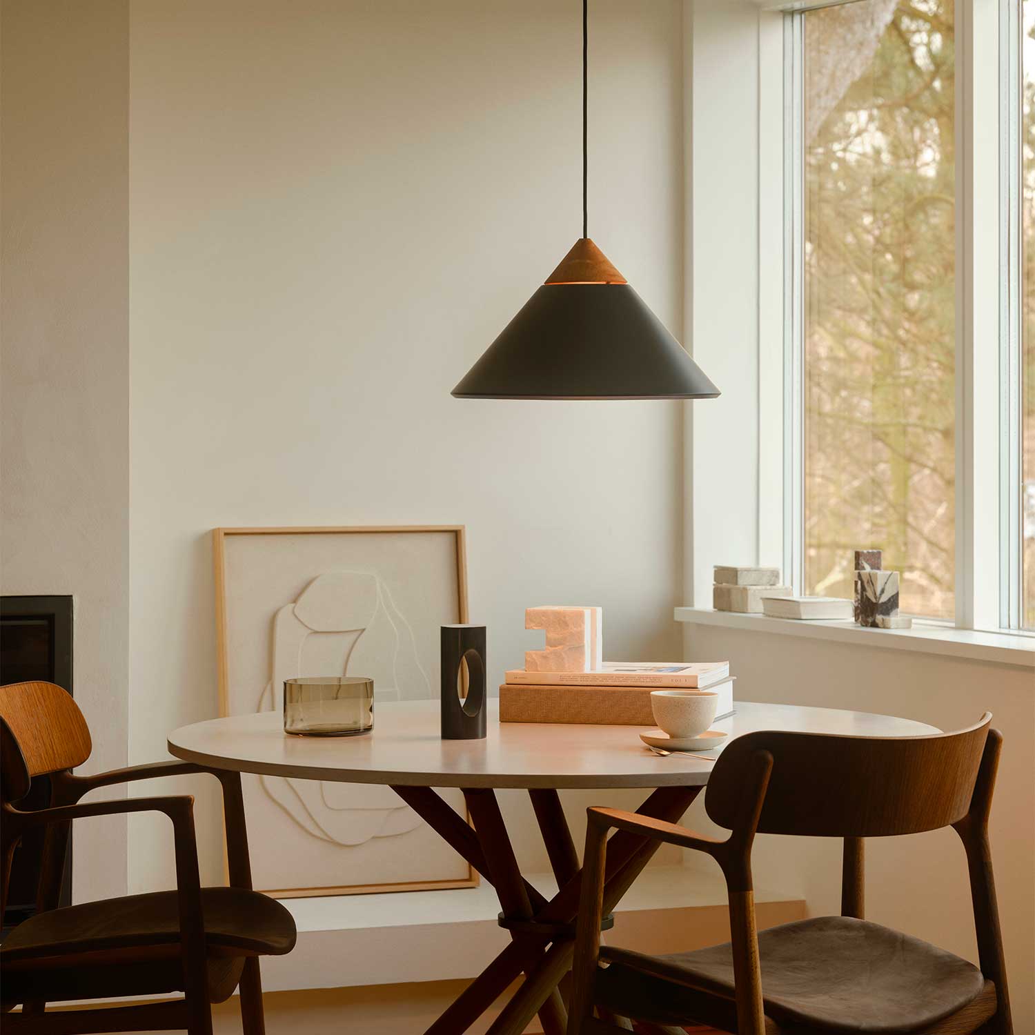 Kinto - Suspension scandinave acier et bois pour cuisine