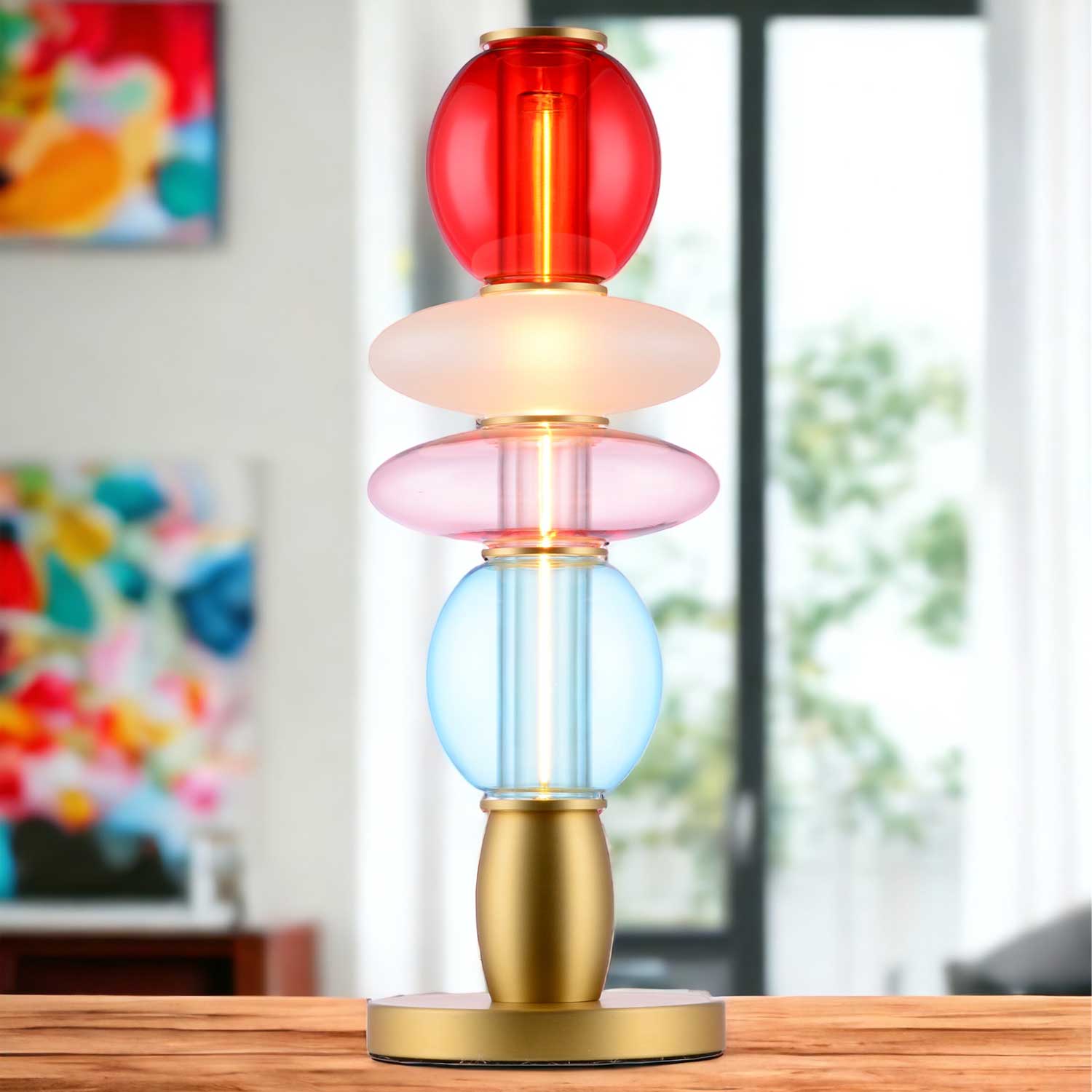 Léonor - Lampe de salon LED en verre design coloré