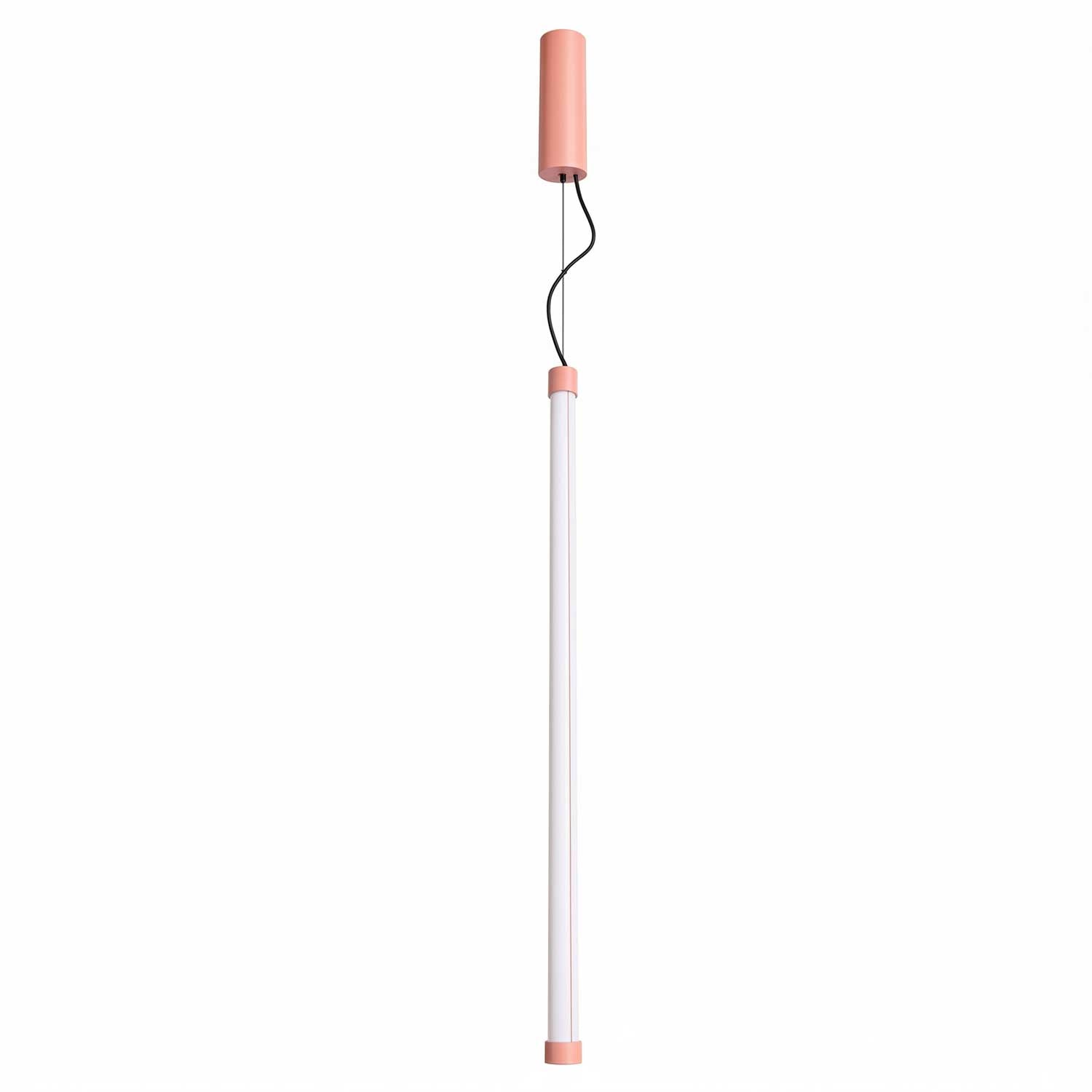 Lynx - Suspension tube LED et acier coloré pour salon moderne