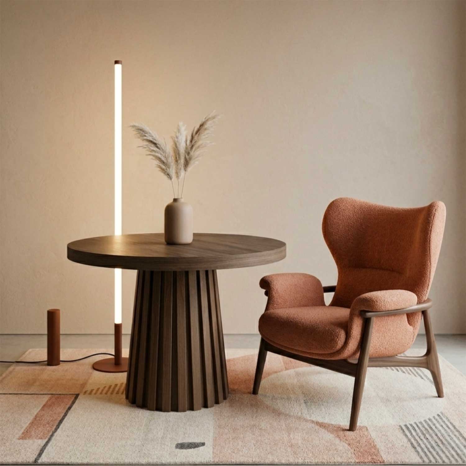 Lynx - Lampadaire tube LED design et acier coloré moderne