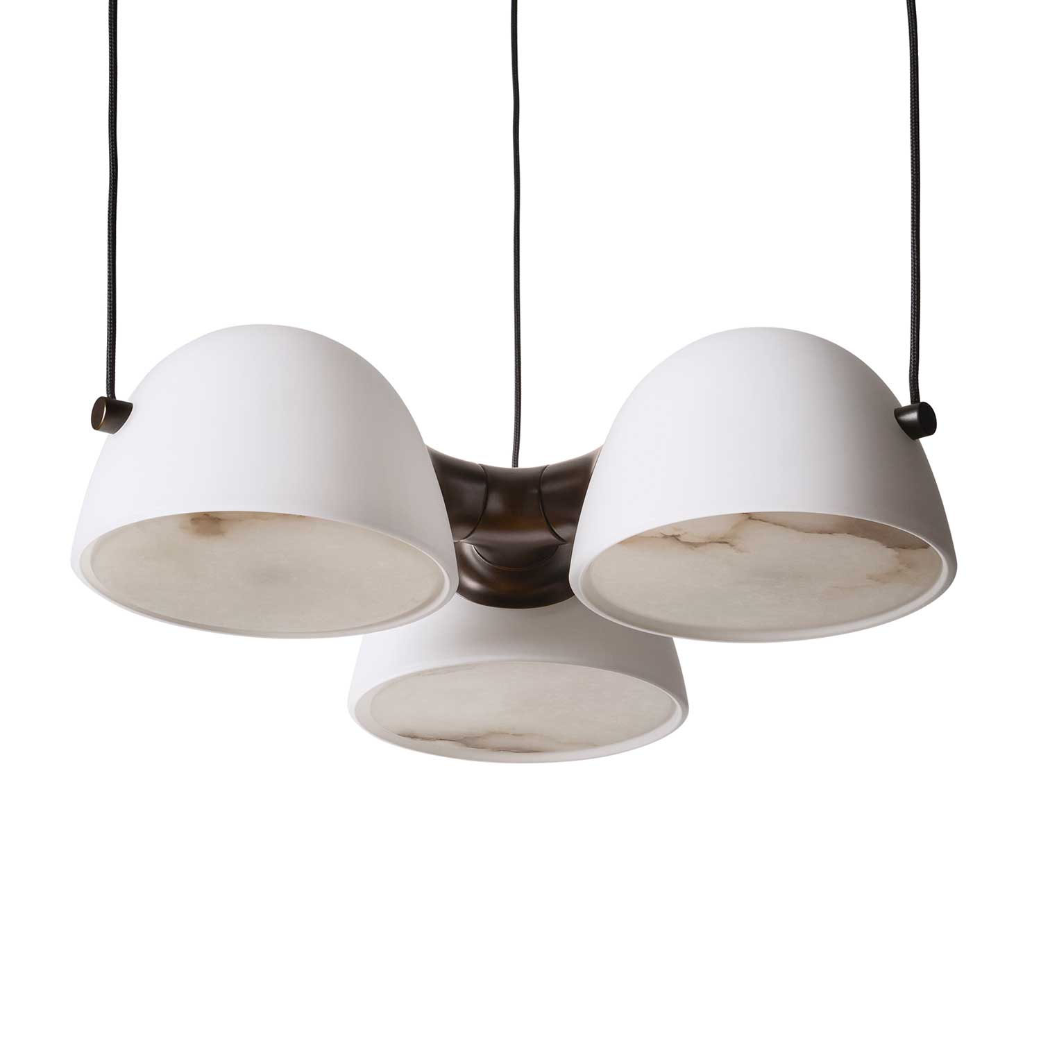 Fuse - Lustre design en albâtre et laiton vieilli pour salon