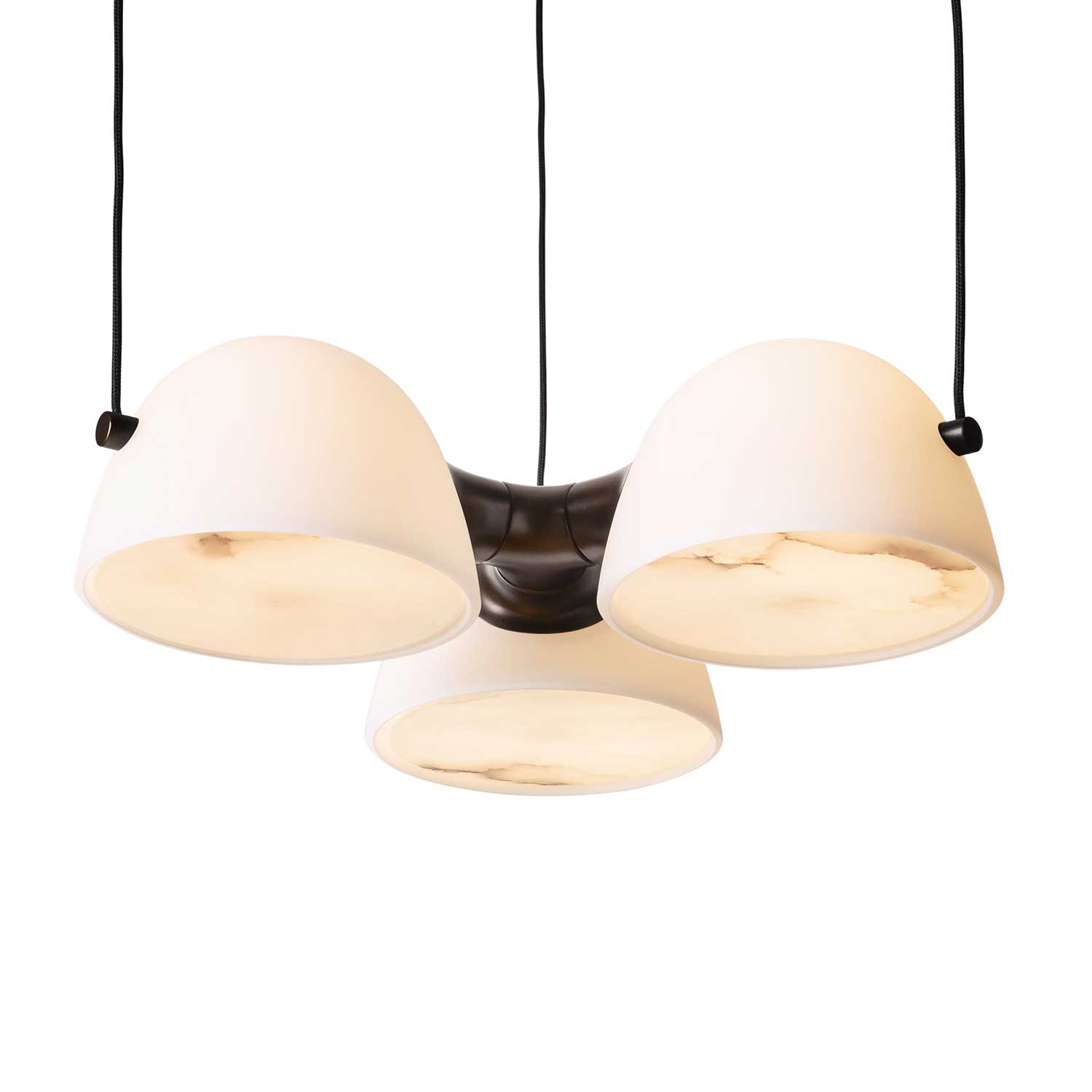 Fuse - Lustre design en albâtre et laiton vieilli pour salon