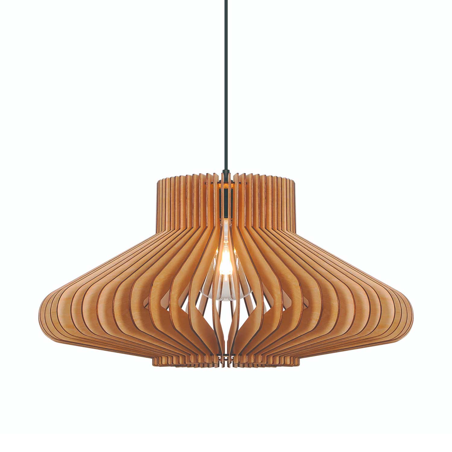 Manago - Suspension en lattes de bois design pour salon