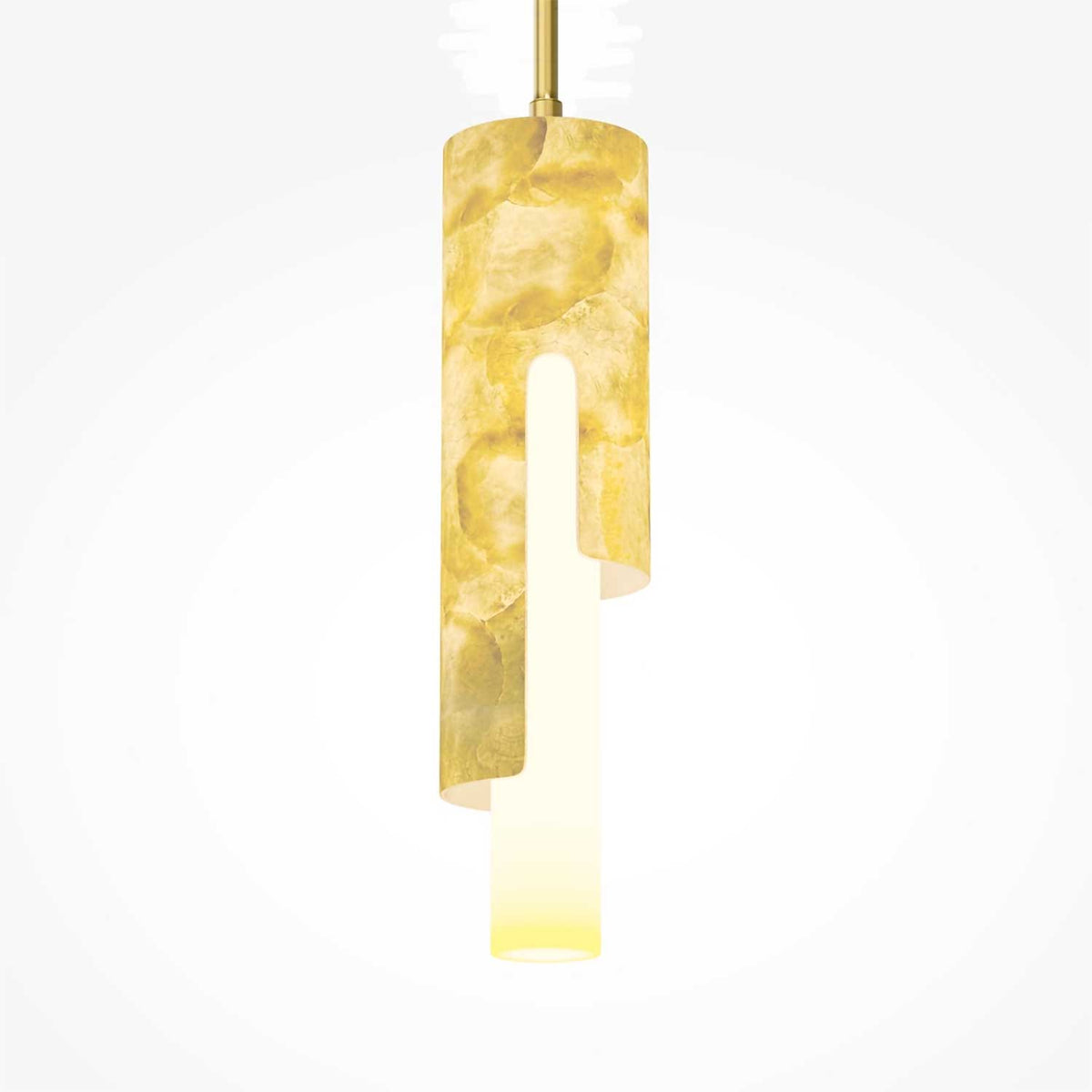 Maris - Suspension LED fine et verticale en nacre de Capiz et métal, style contemporain