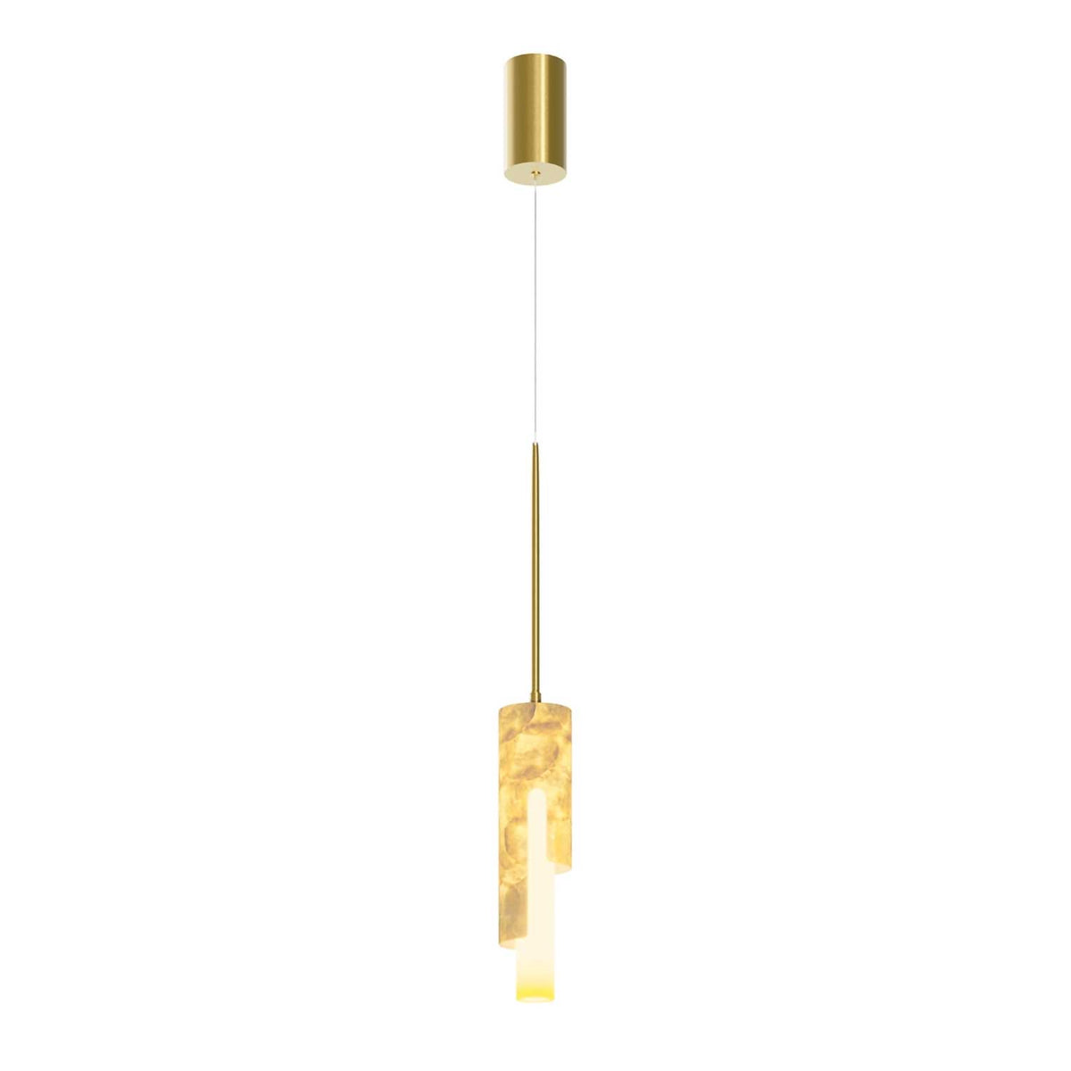Maris - Suspension LED fine et verticale en nacre de Capiz et métal, style contemporain
