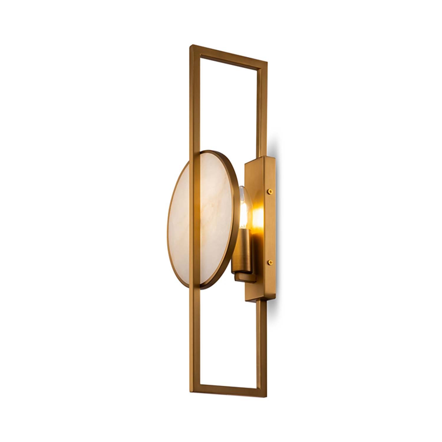 MARMO - Golden Brass and White Marble Wall Light