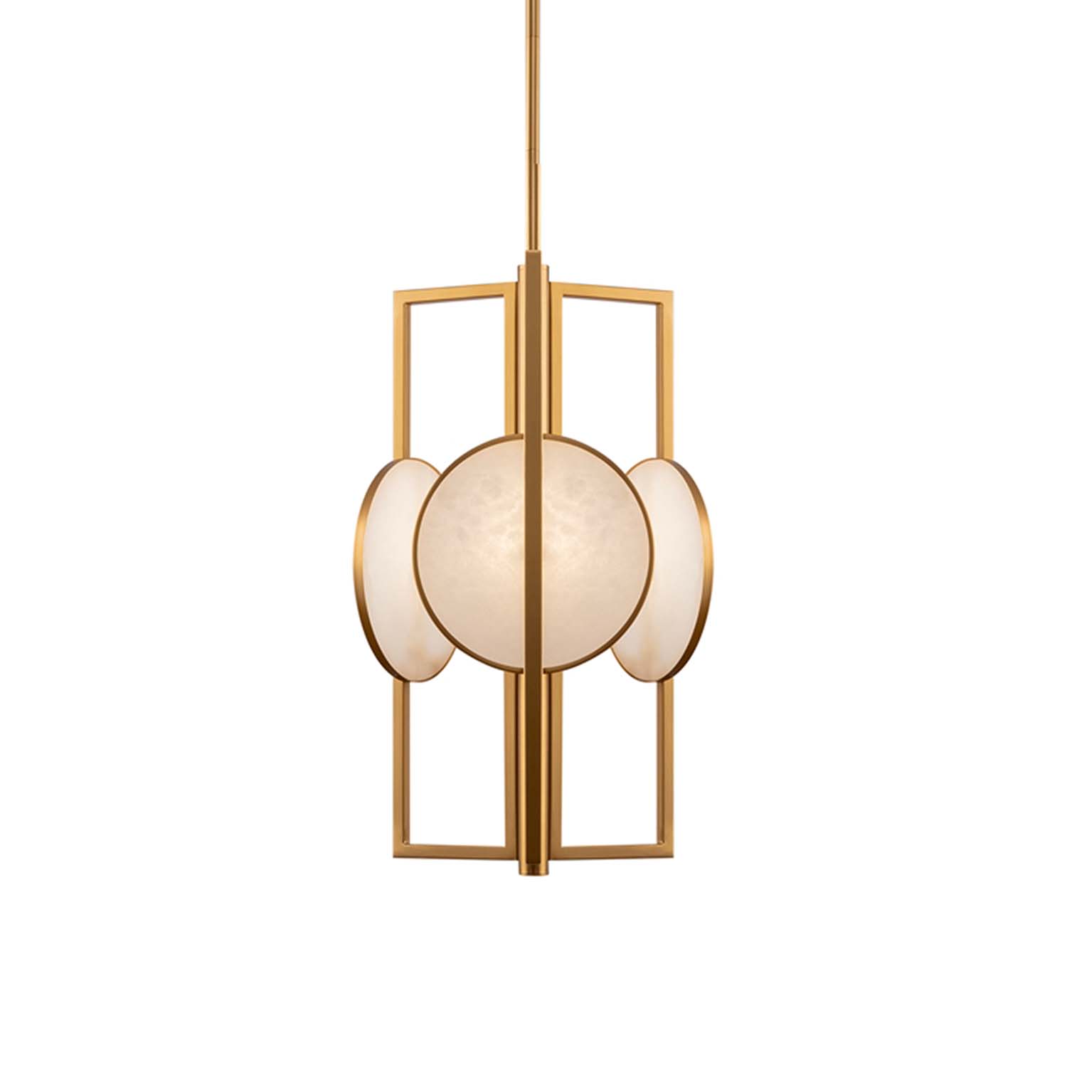 MARMO - Art Deco Golden Brass and White Marble Pendant