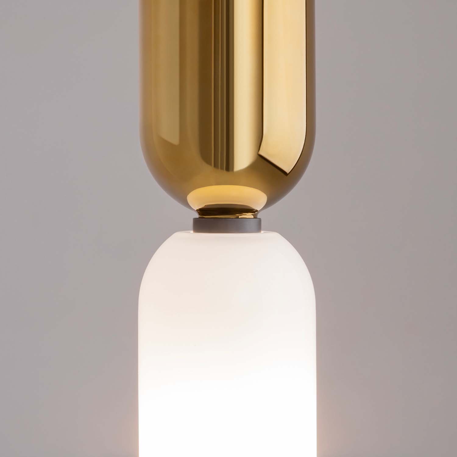 MEMORY - Two-tone designer pendant light in steel and glass