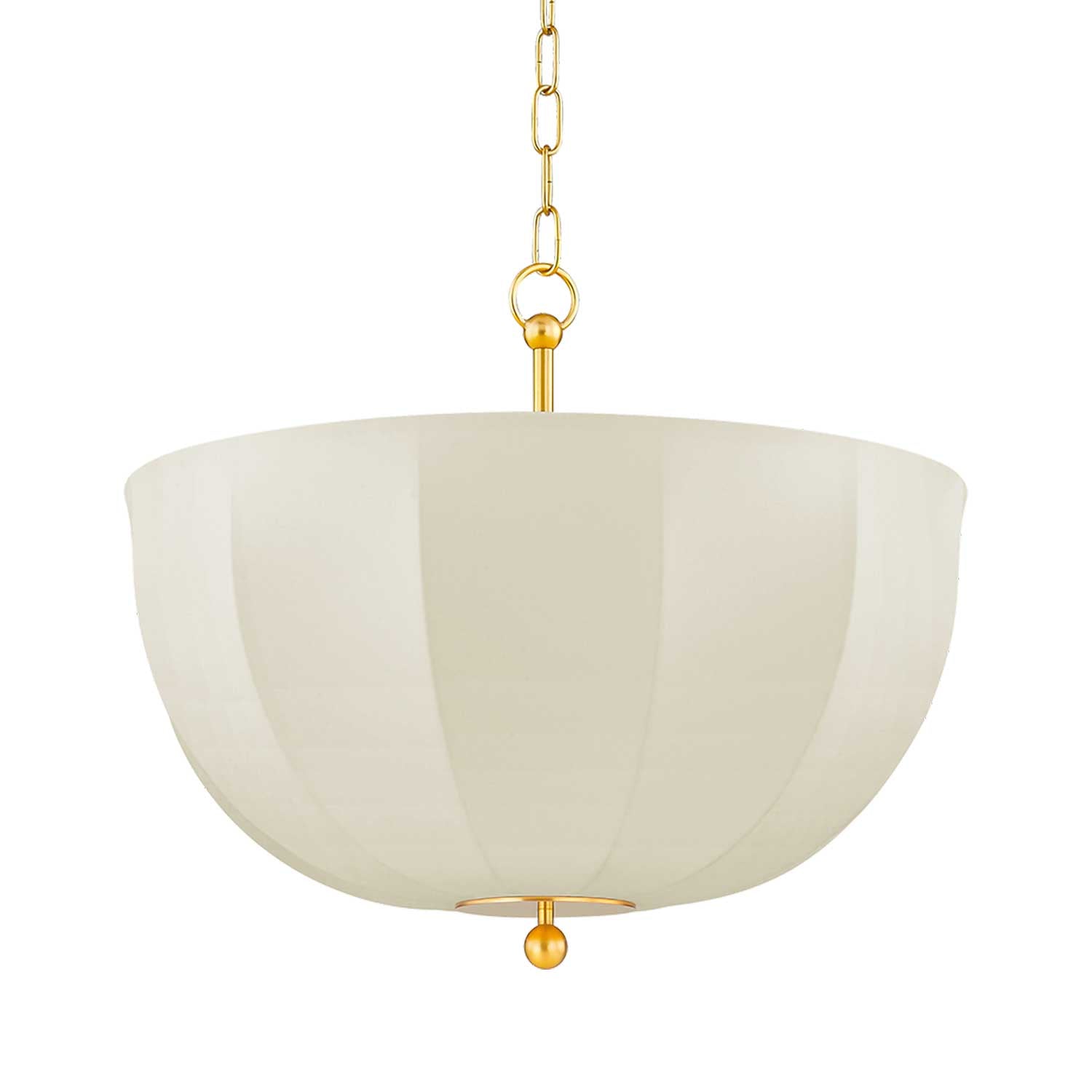 Meshelle - White linen and gold pendant light for modern living room