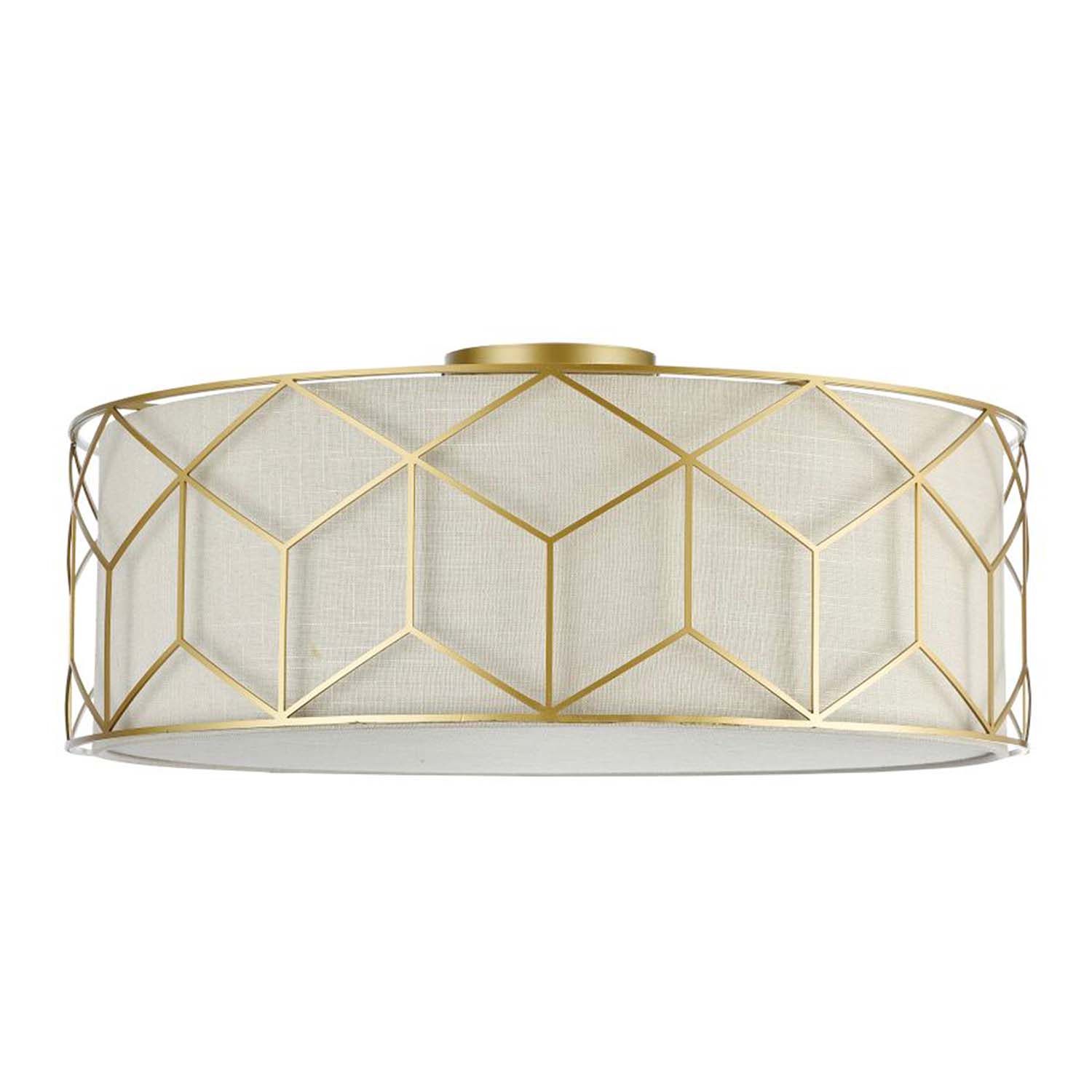 MESSINA - Art Deco Ceiling Light in Fabric and Geometric Gold