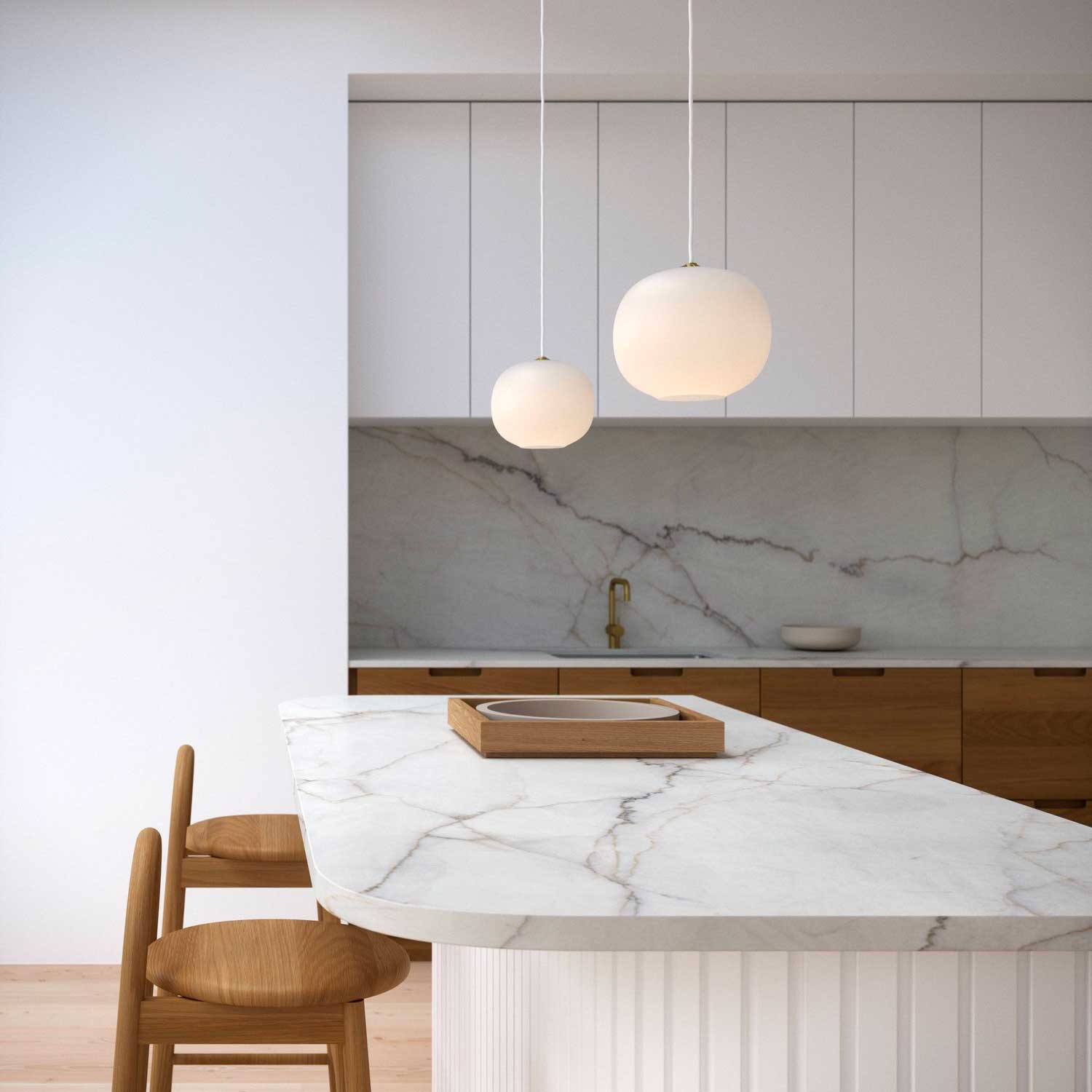 Navone - Suspension blanche en verre pour cuisine moderne