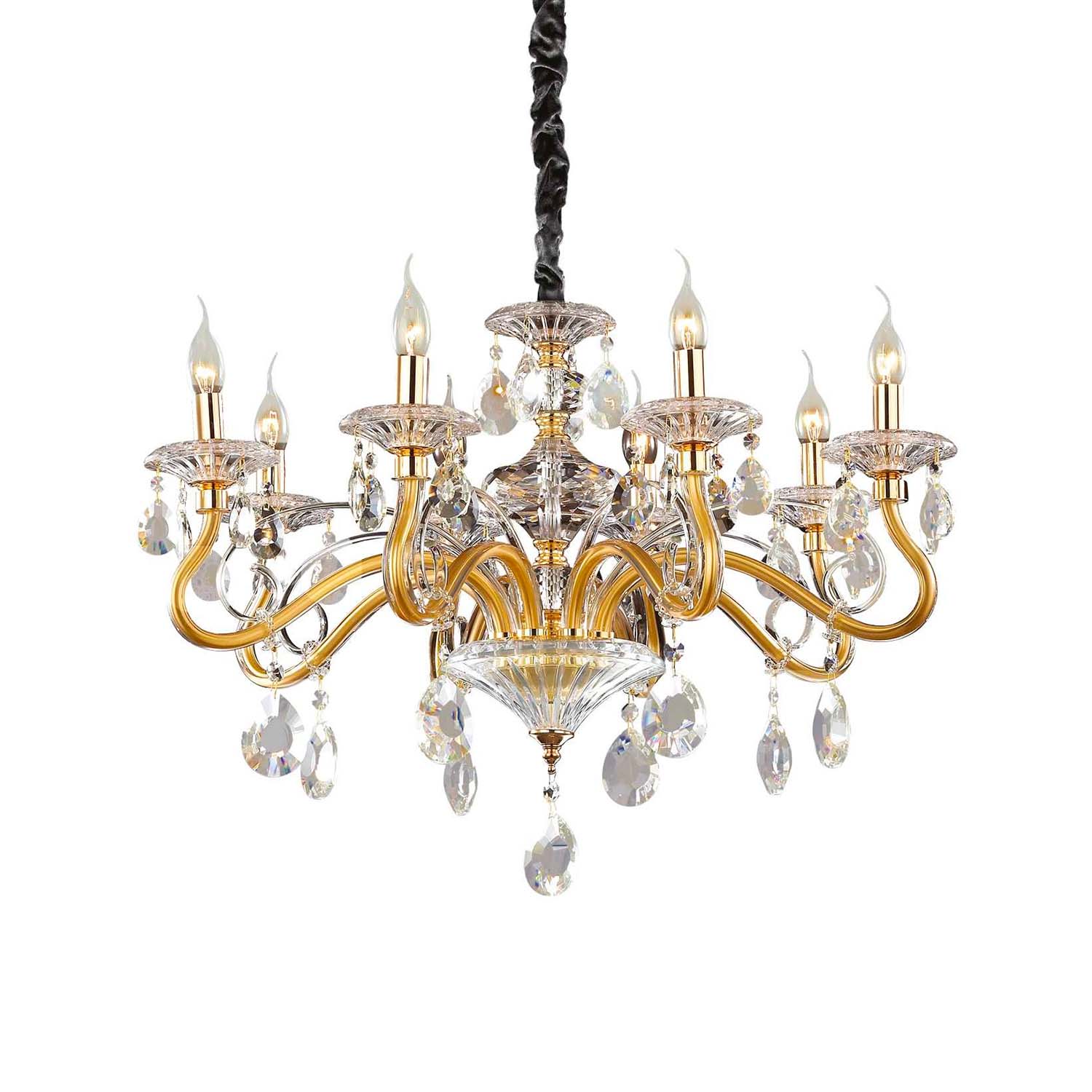 NEGRESCO - Golden chandelier with glass and crystal pendants