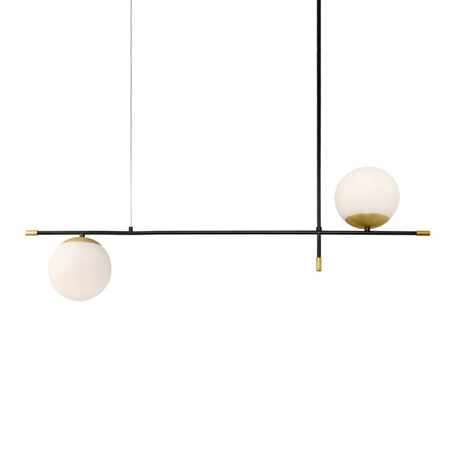NOSTALGIA - Linear pendant light in steel and opaque white glass