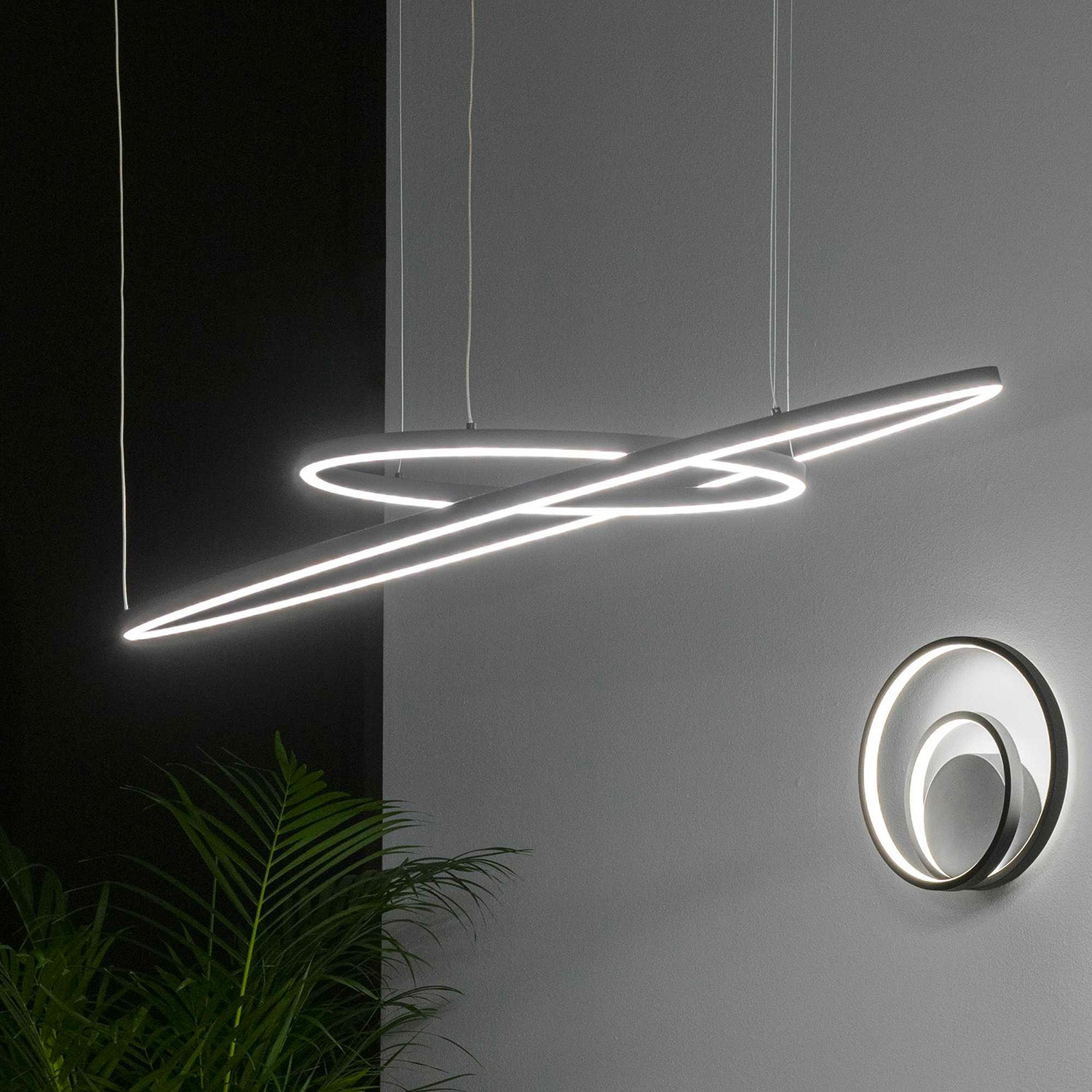 ORACLE SLIM - Suspension cercle LED intégrée noir ou blanc