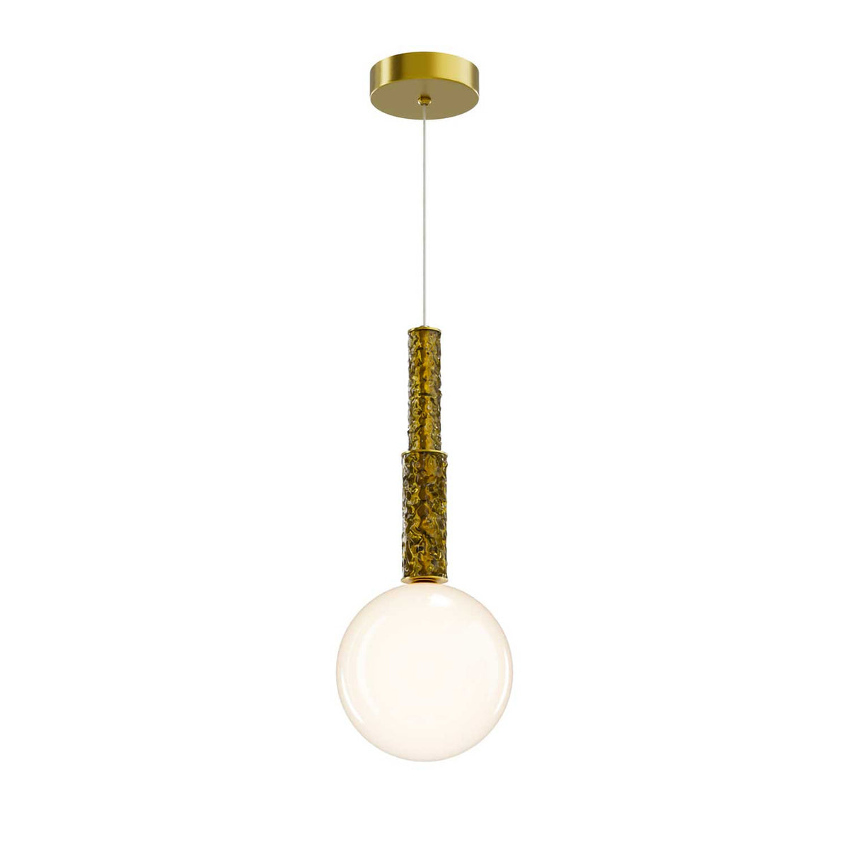 Orotte - Suspension en verre opalin et métal finition laiton, style art déco