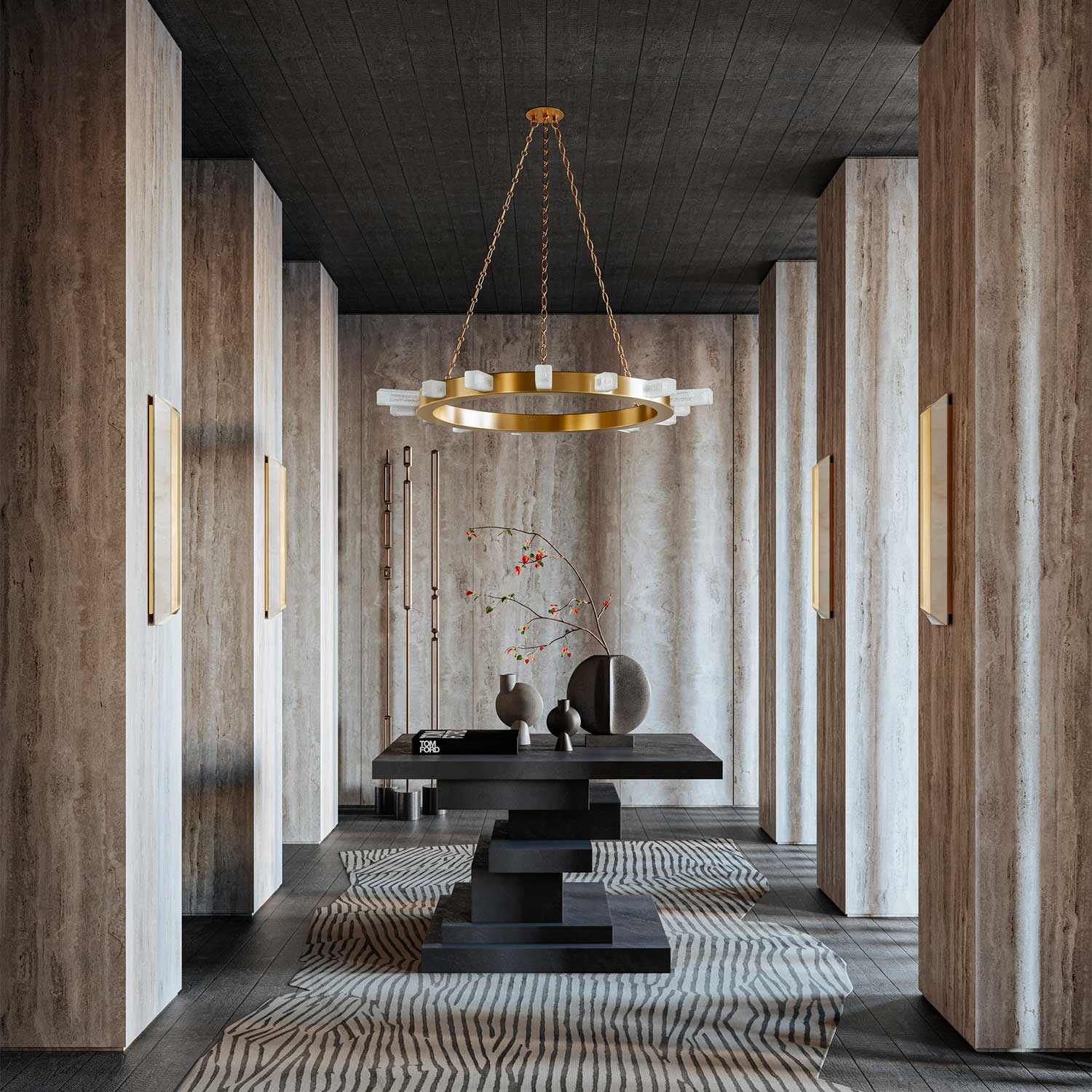 Perth - Applique murale LED design en marbre et laiton chic