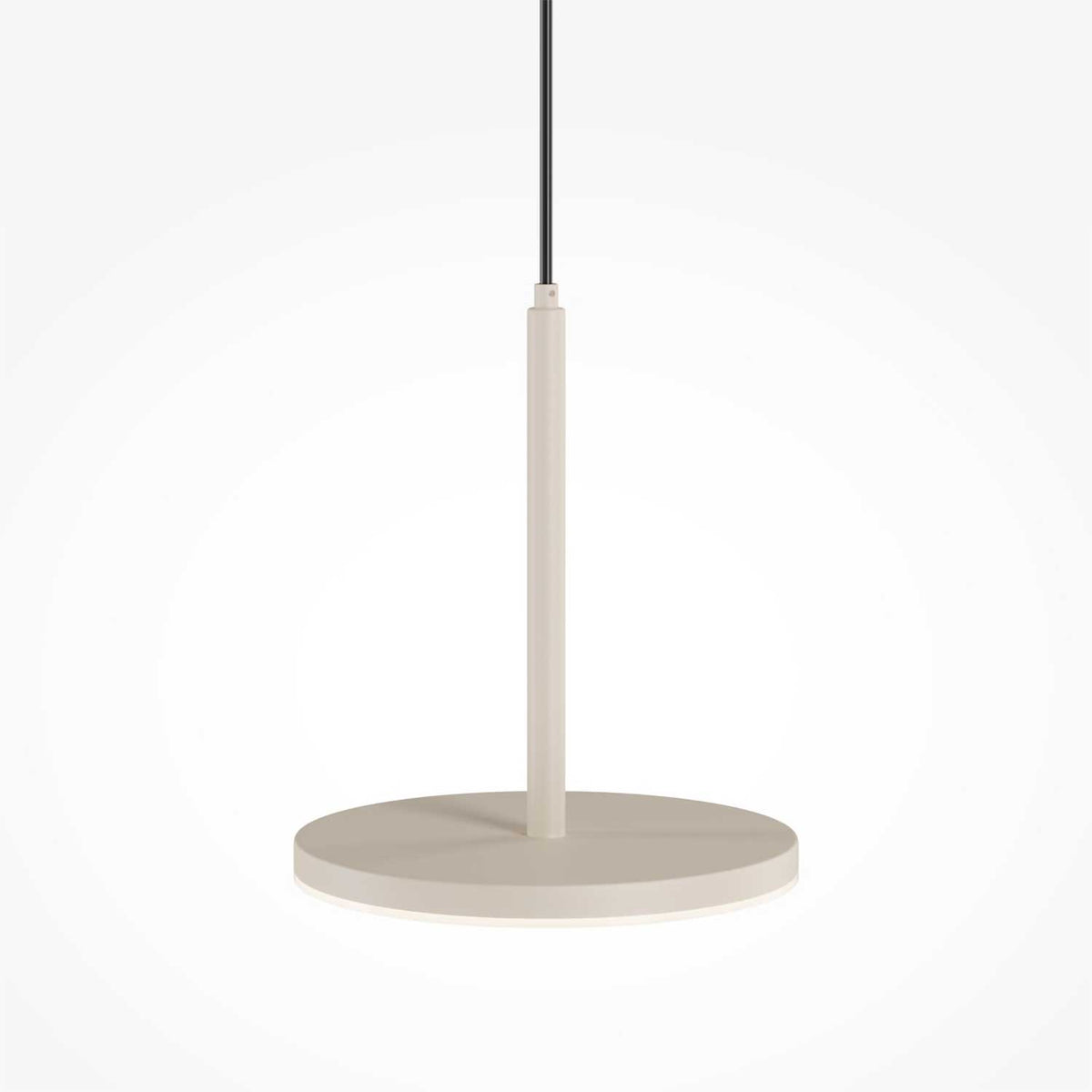 Plato - Steel pendant light with luminous disc, contemporary style