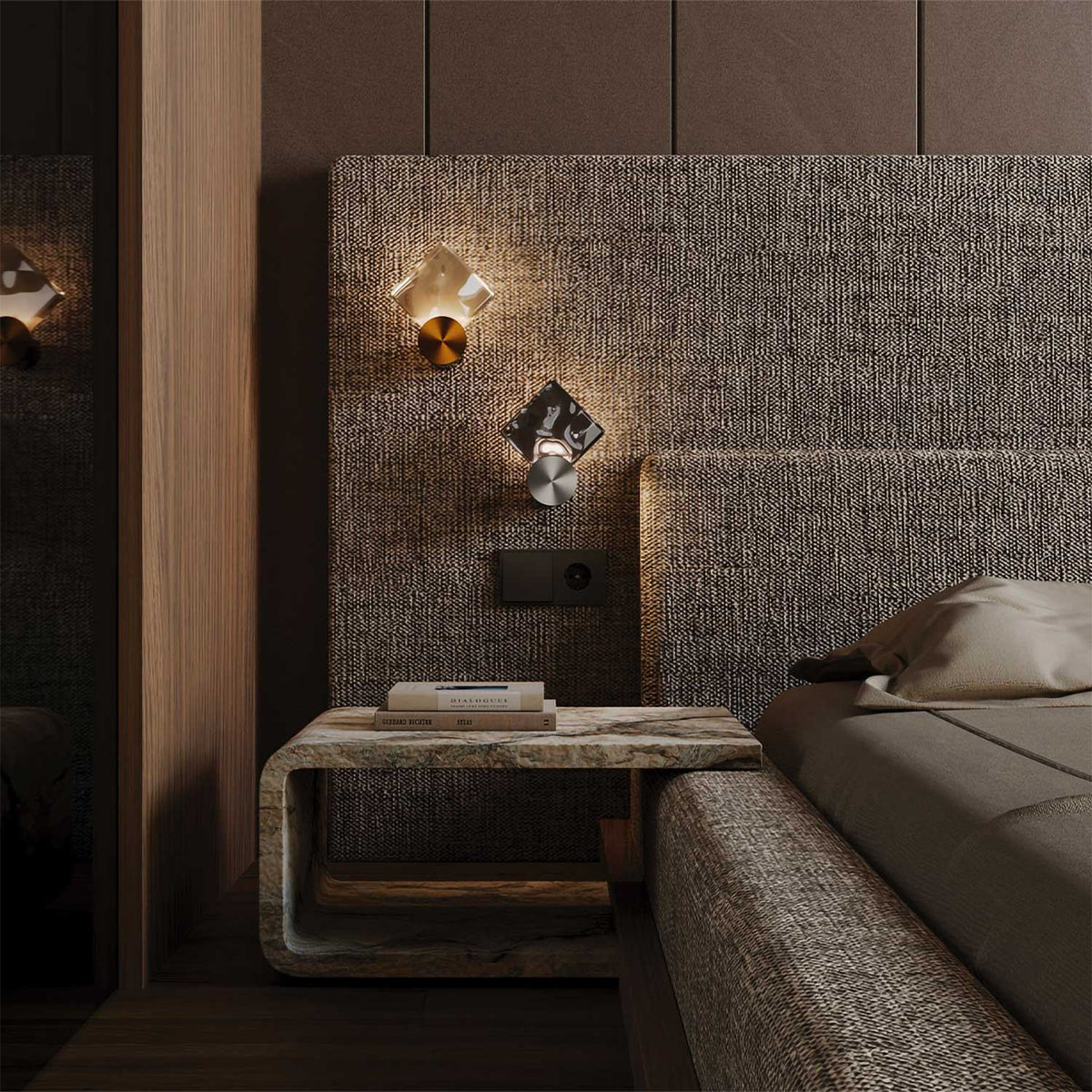 Quadro - Applique murale LED en verre texturé et métal, style contemporain