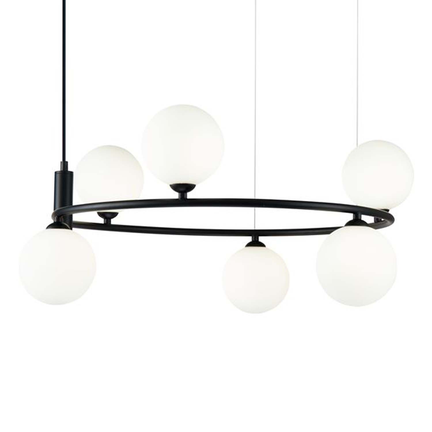 RING - Chic circular chandelier with glass balls, black, white or gold