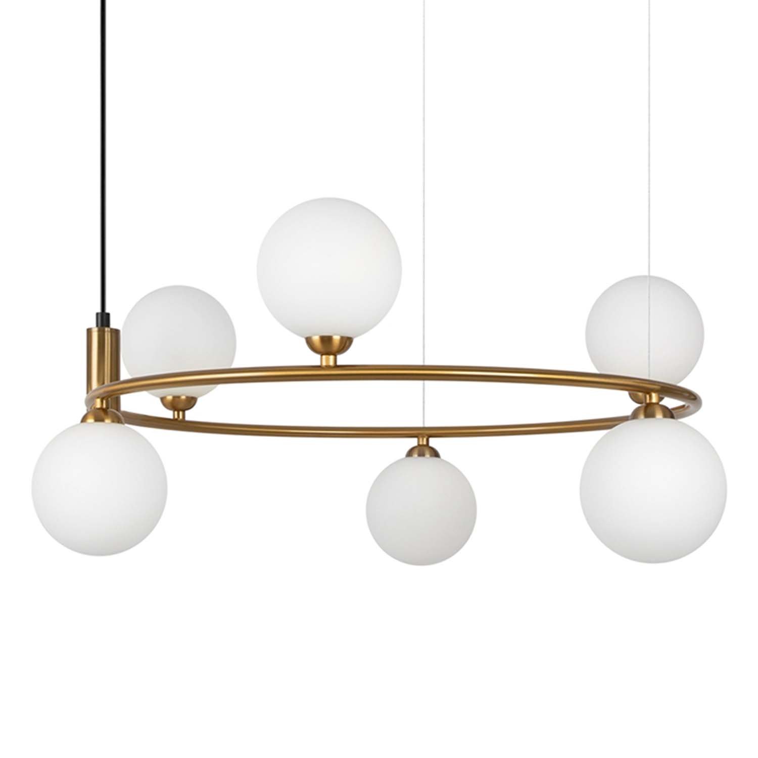 RING - Chic circular chandelier with glass balls, black, white or gold