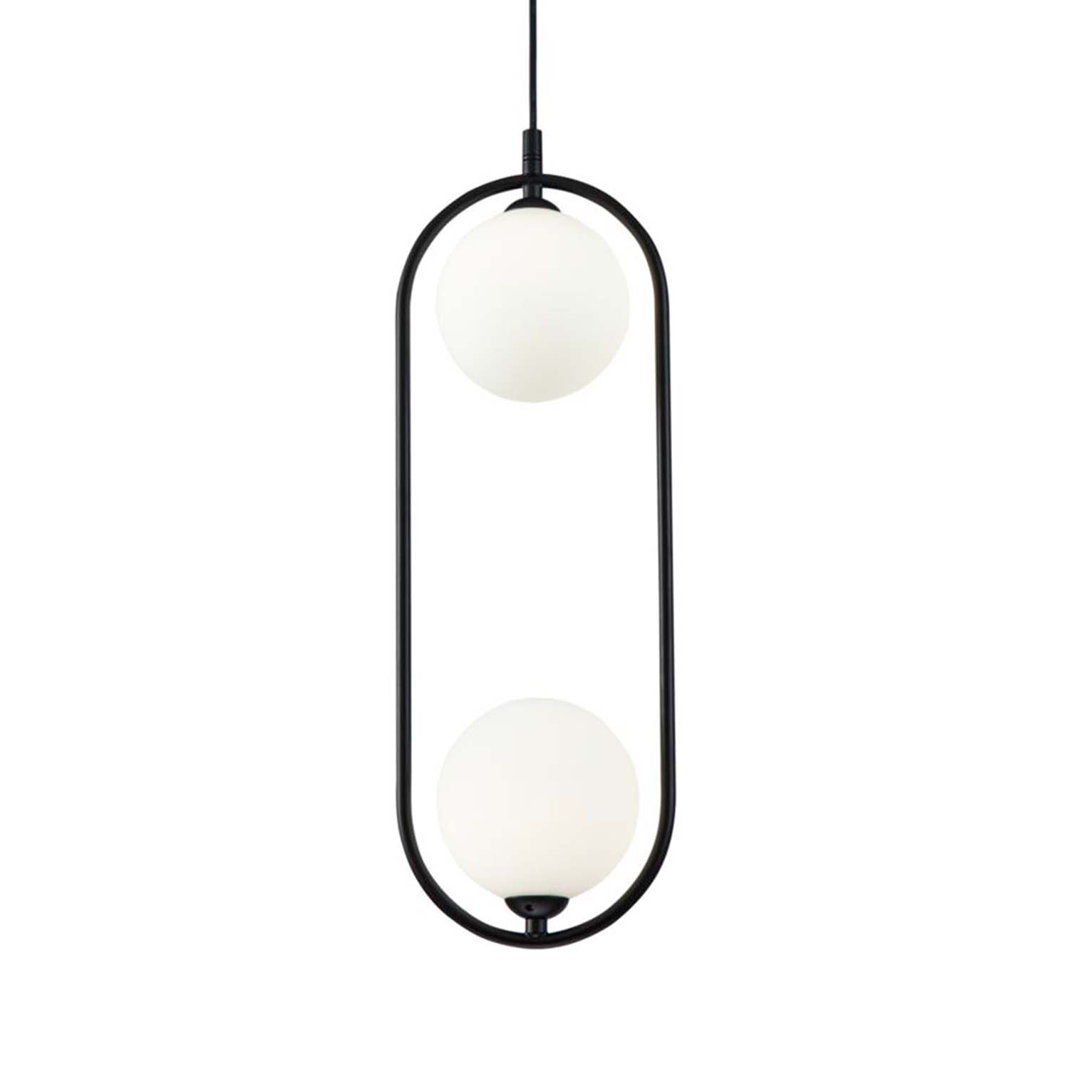 RING - Chic white, gold or black chandelier, 2 glass balls