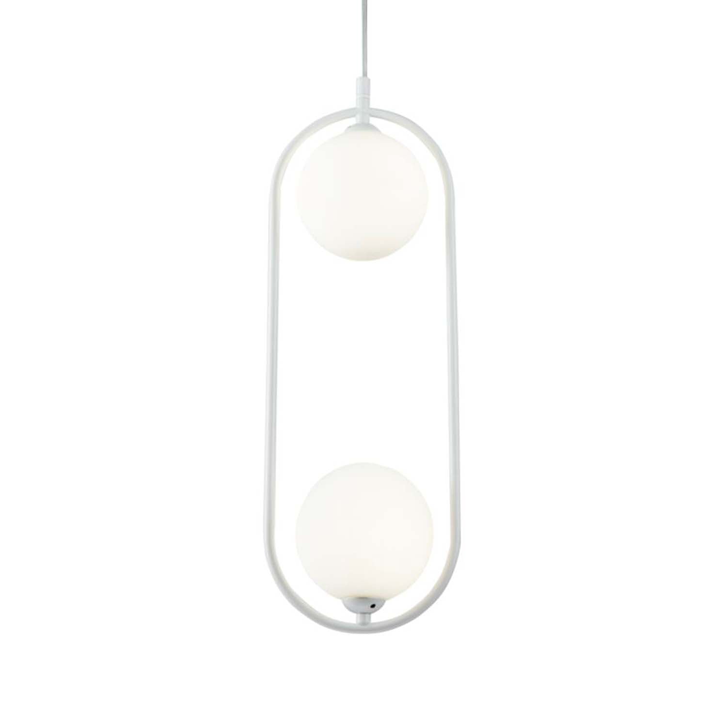 RING - Chic white, gold or black chandelier, 2 glass balls