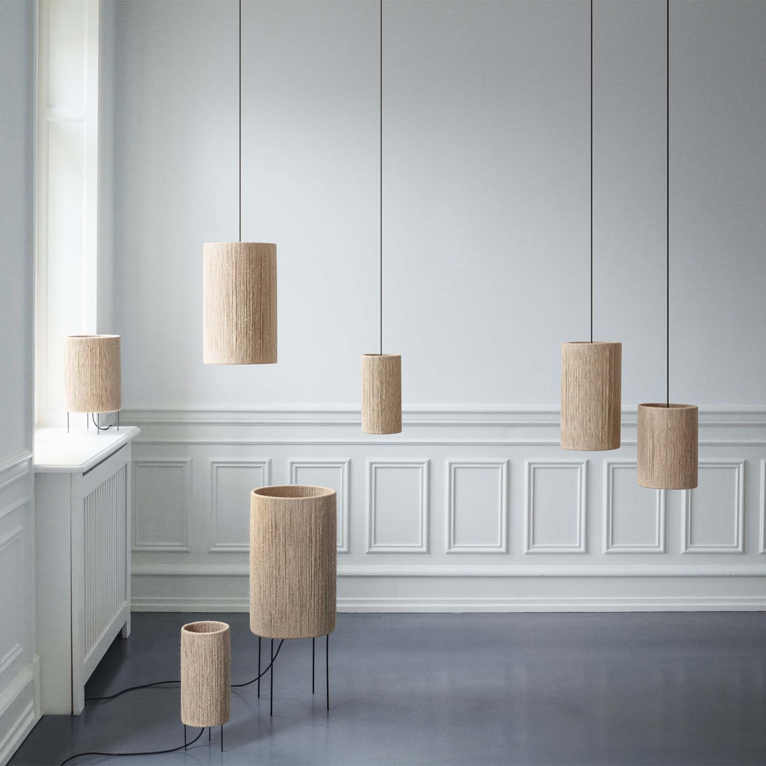 RO – Stehlampe aus Jutegarn im Bohemian-Stil für das Wohnzimmer