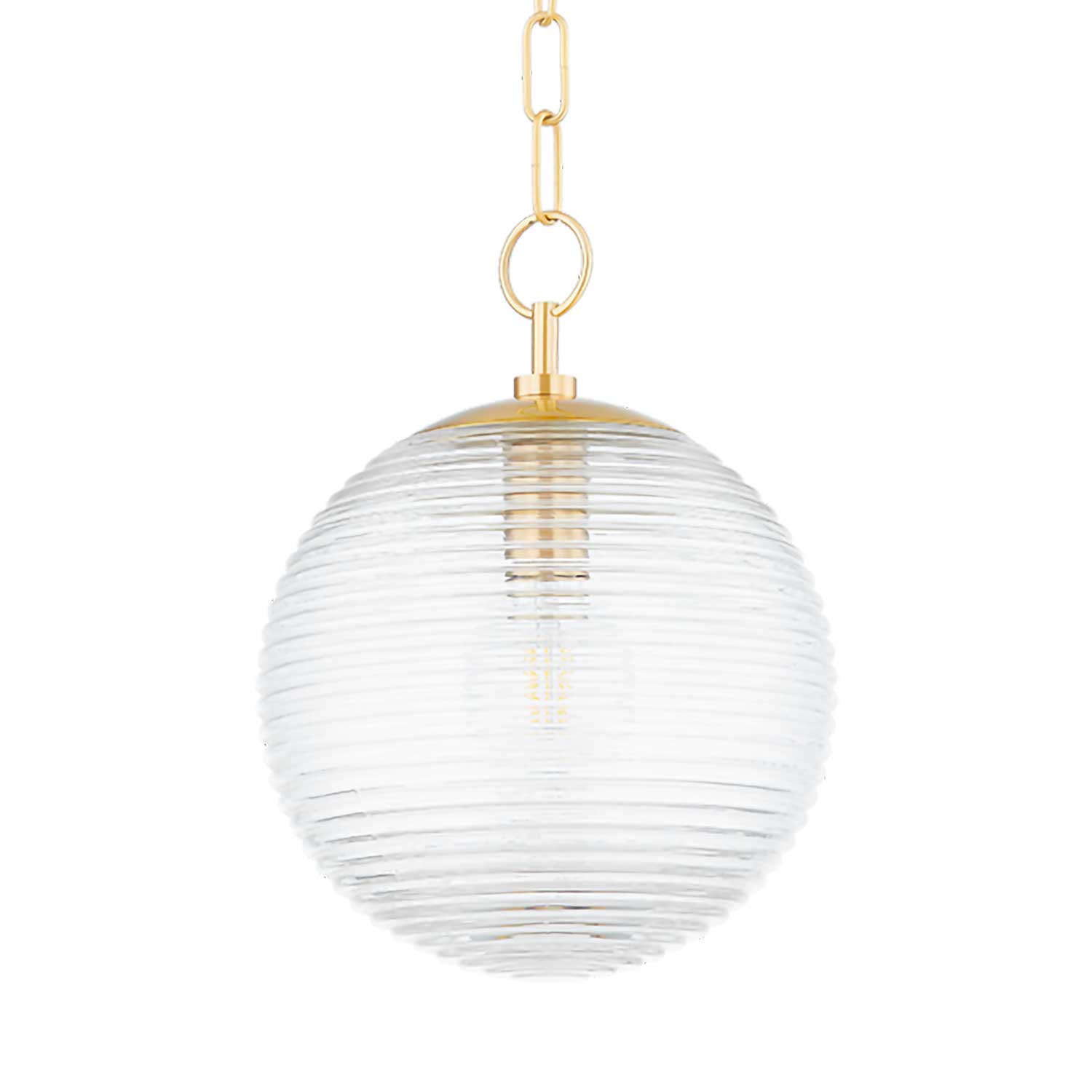 Sara - Striated glass and brass pendant light for art deco kitchen