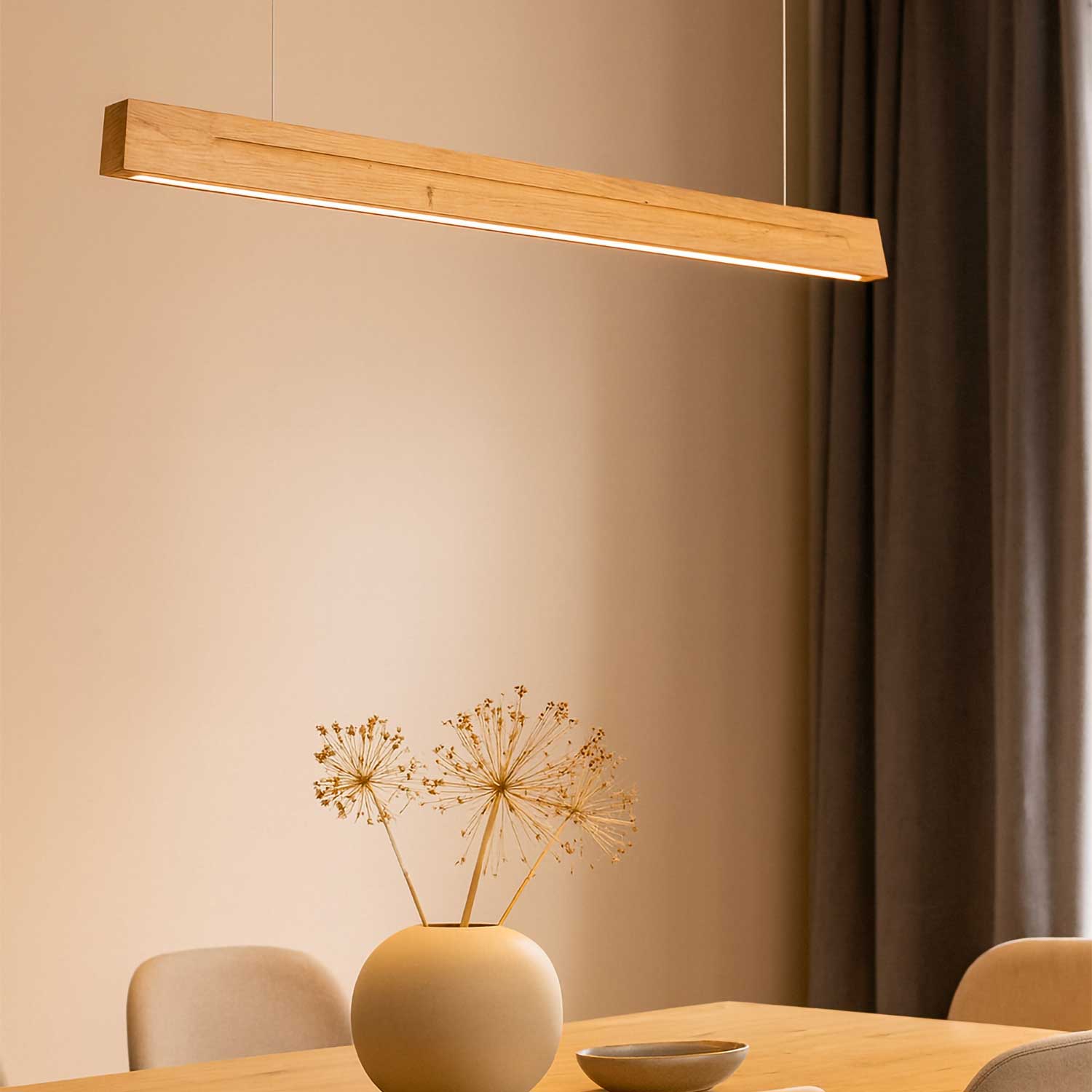 Enir - Lustre LED en bois pour salle à manger scandinave