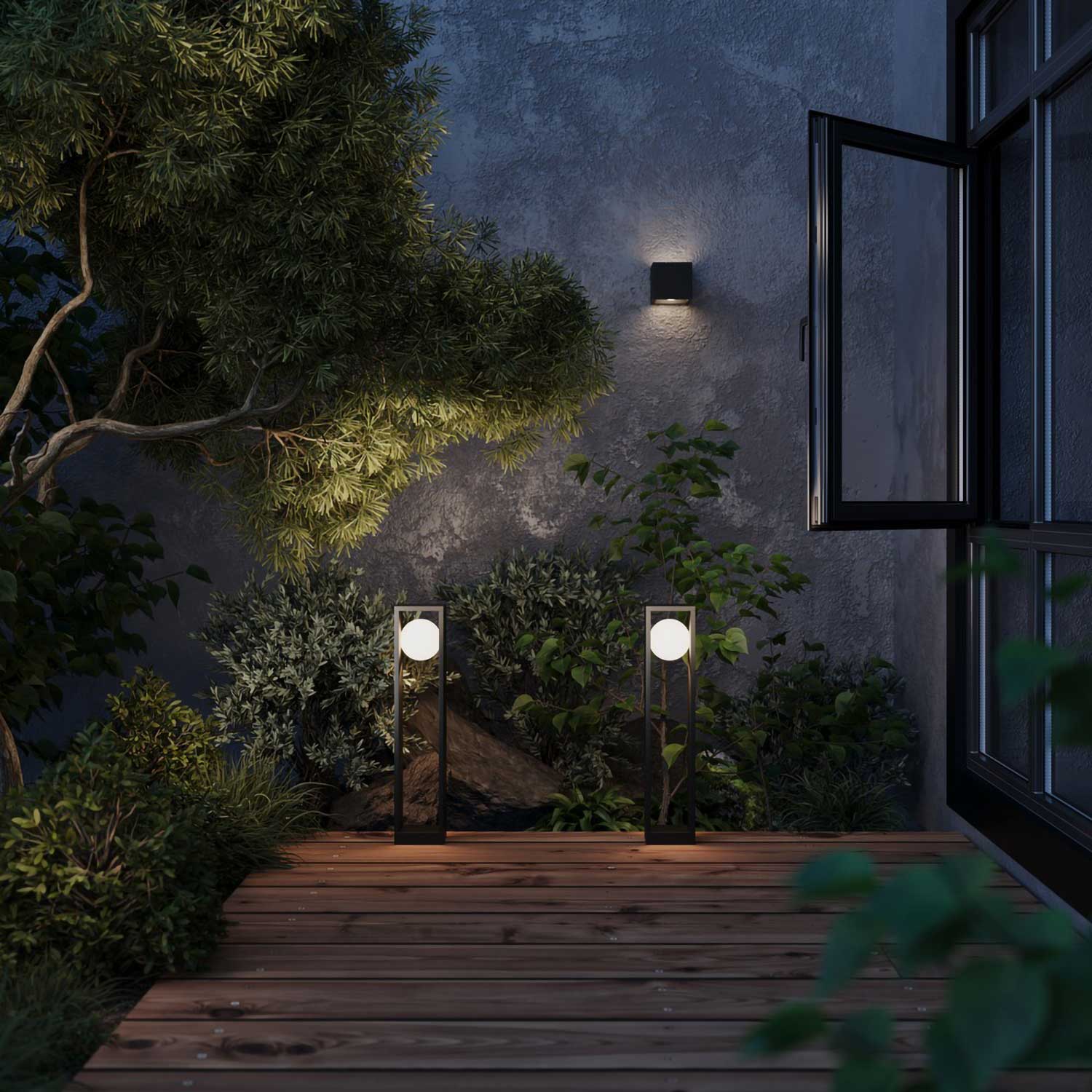 Slate - Decorative outdoor LED bollard for modern garden