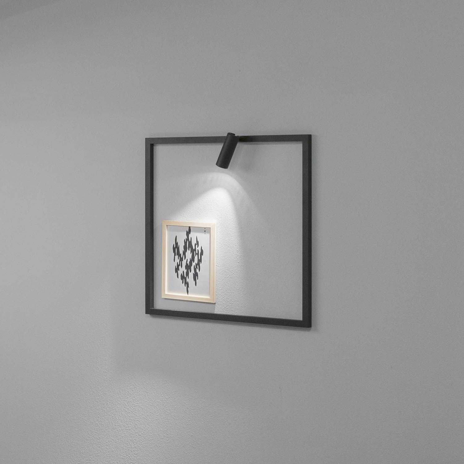 SYNTESI SQUARE - Frame wall light with black adjustable spotlight