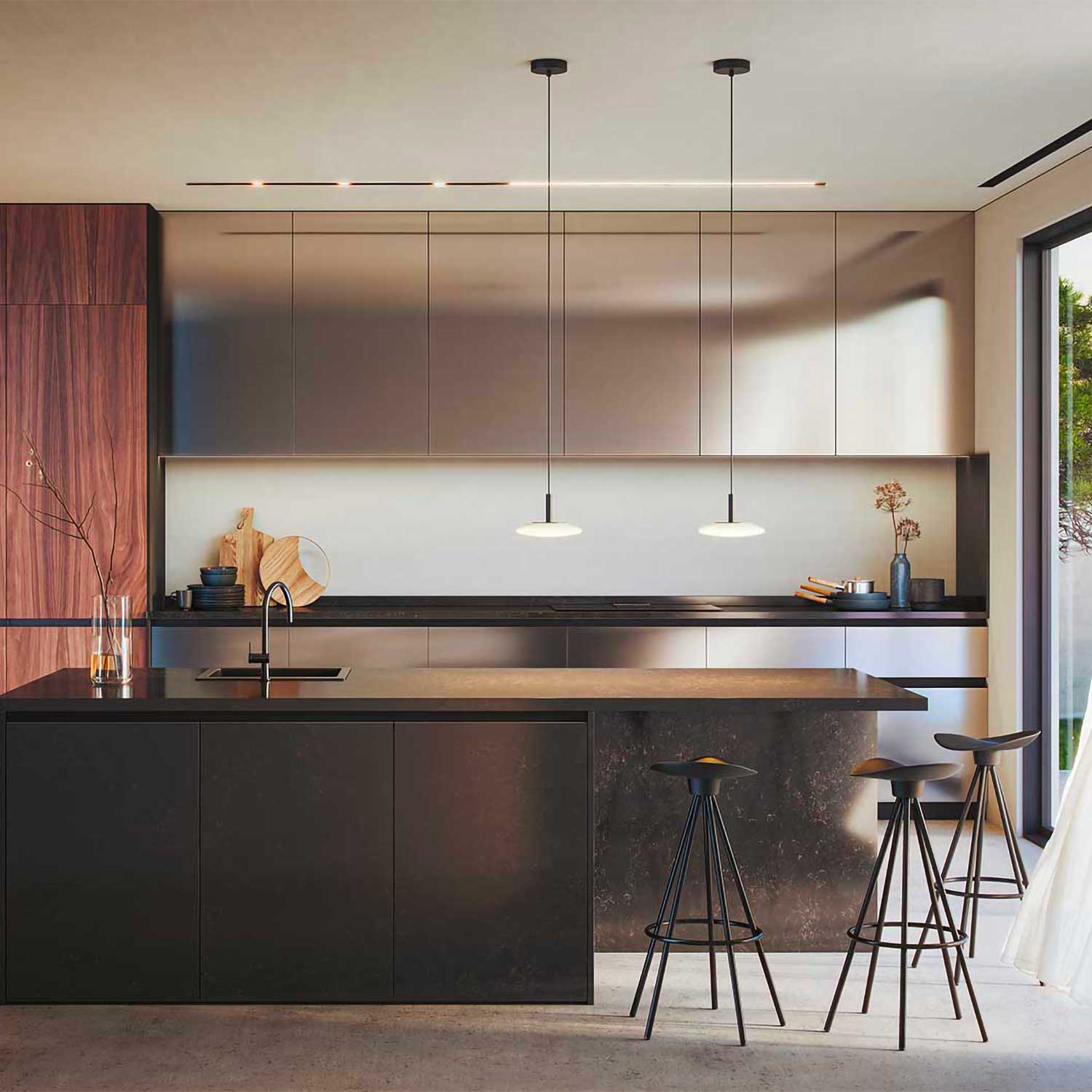 Thales - Suspension LED dimmable en verre design minimaliste pour cuisine