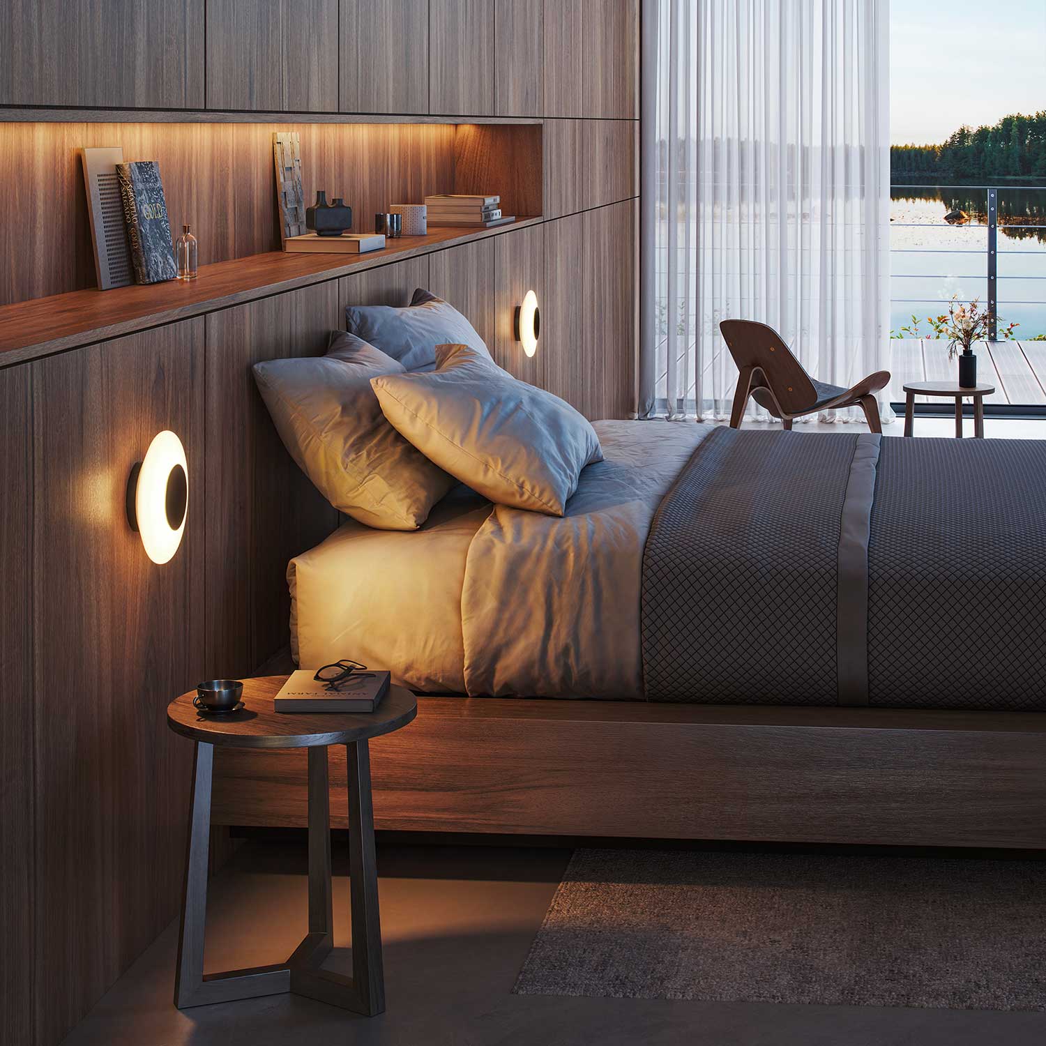 Thales - Applique murale LED dimmable en verre minimaliste pour chambre