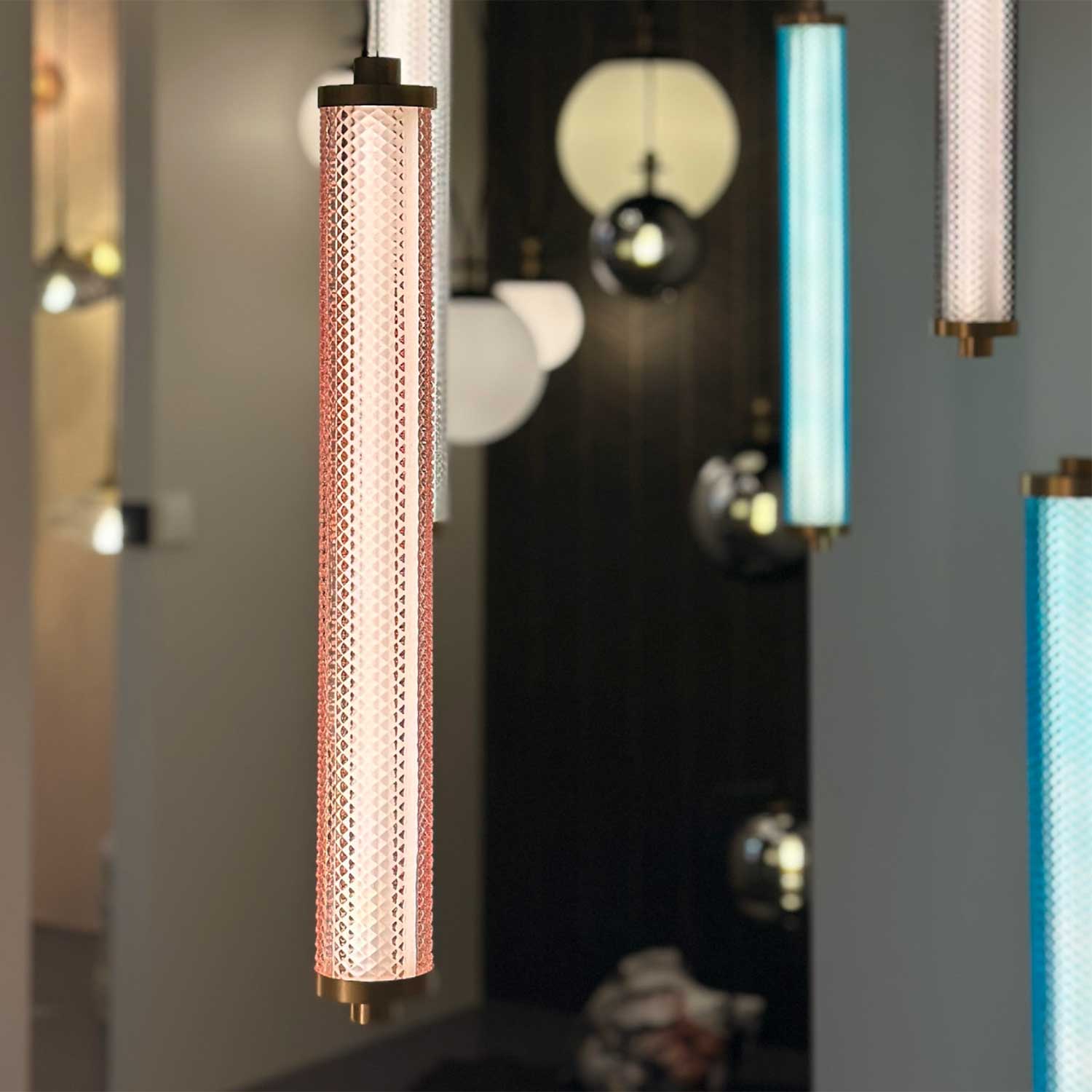 Tiffany - Lustre tube LED en verre coloré design