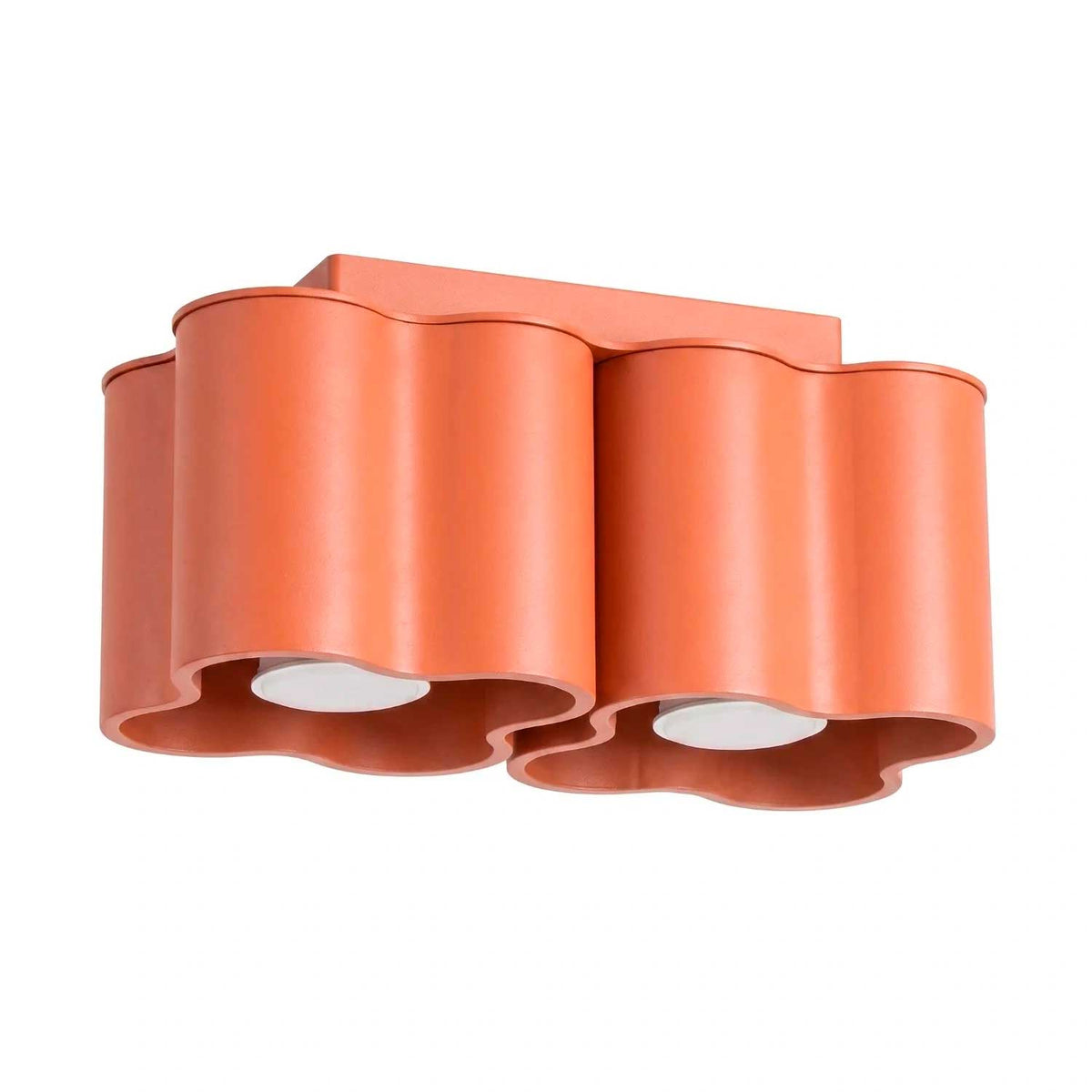 Tulipe - Plafonnier double en aluminium mat aux formes ondulées, style contemporain