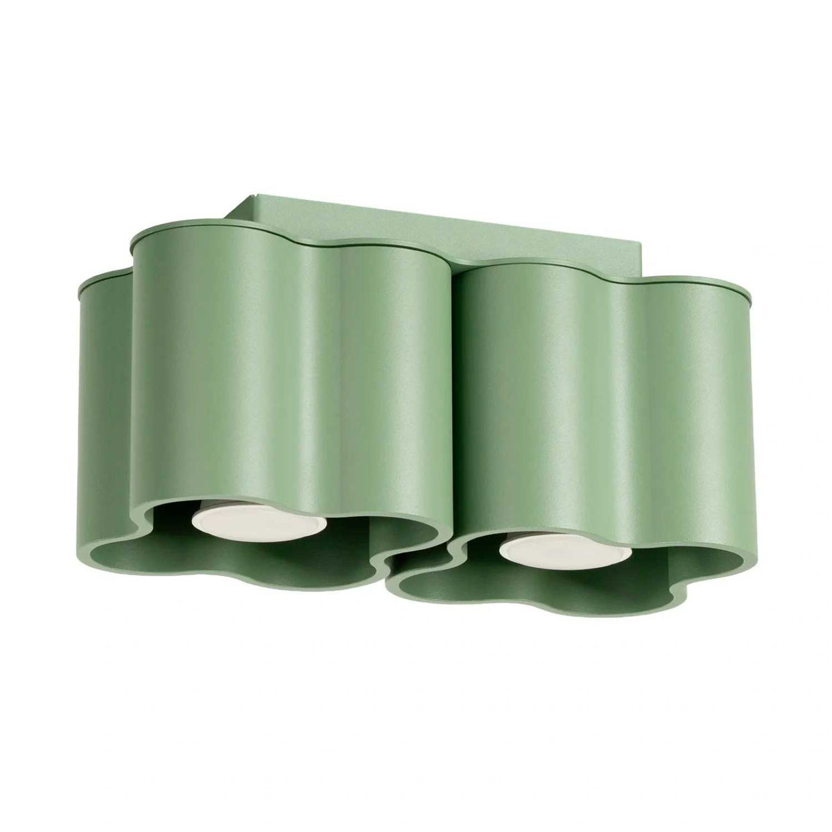 Tulipe - Plafonnier double en aluminium mat aux formes ondulées, style contemporain