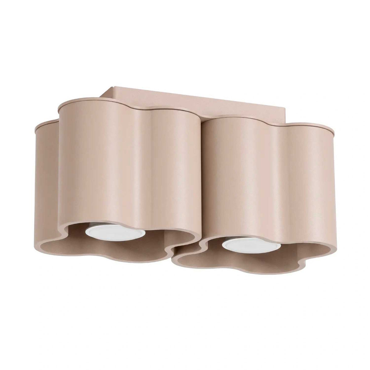 Tulipe - Plafonnier double en aluminium mat aux formes ondulées, style contemporain