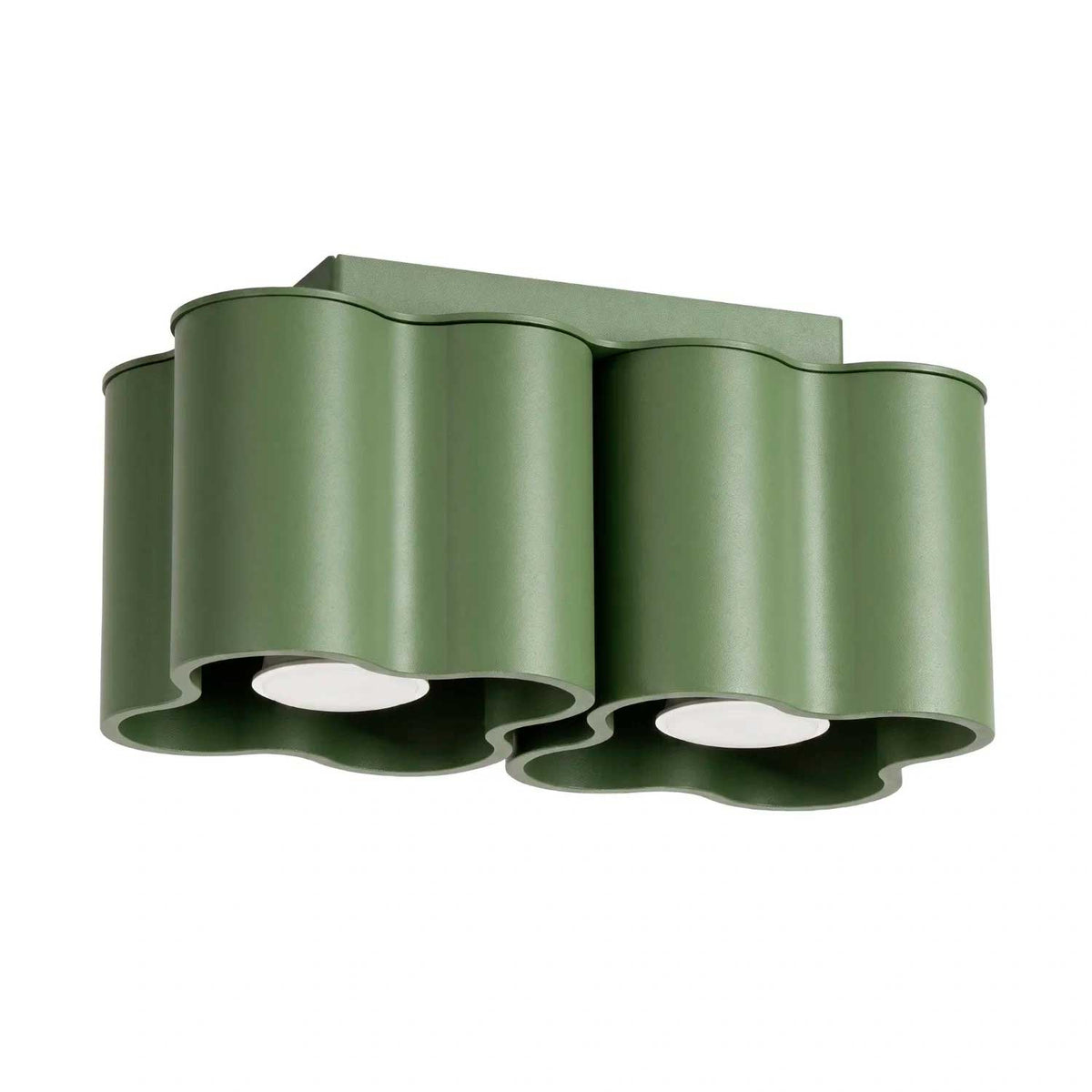 Tulipe - Plafonnier double en aluminium mat aux formes ondulées, style contemporain