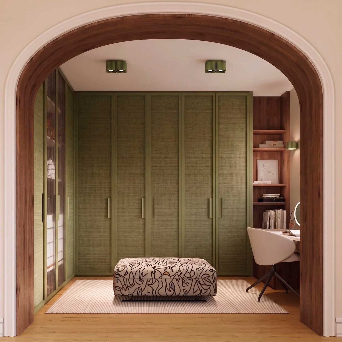 Tulipe - Plafonnier double en aluminium mat aux formes ondulées, style contemporain
