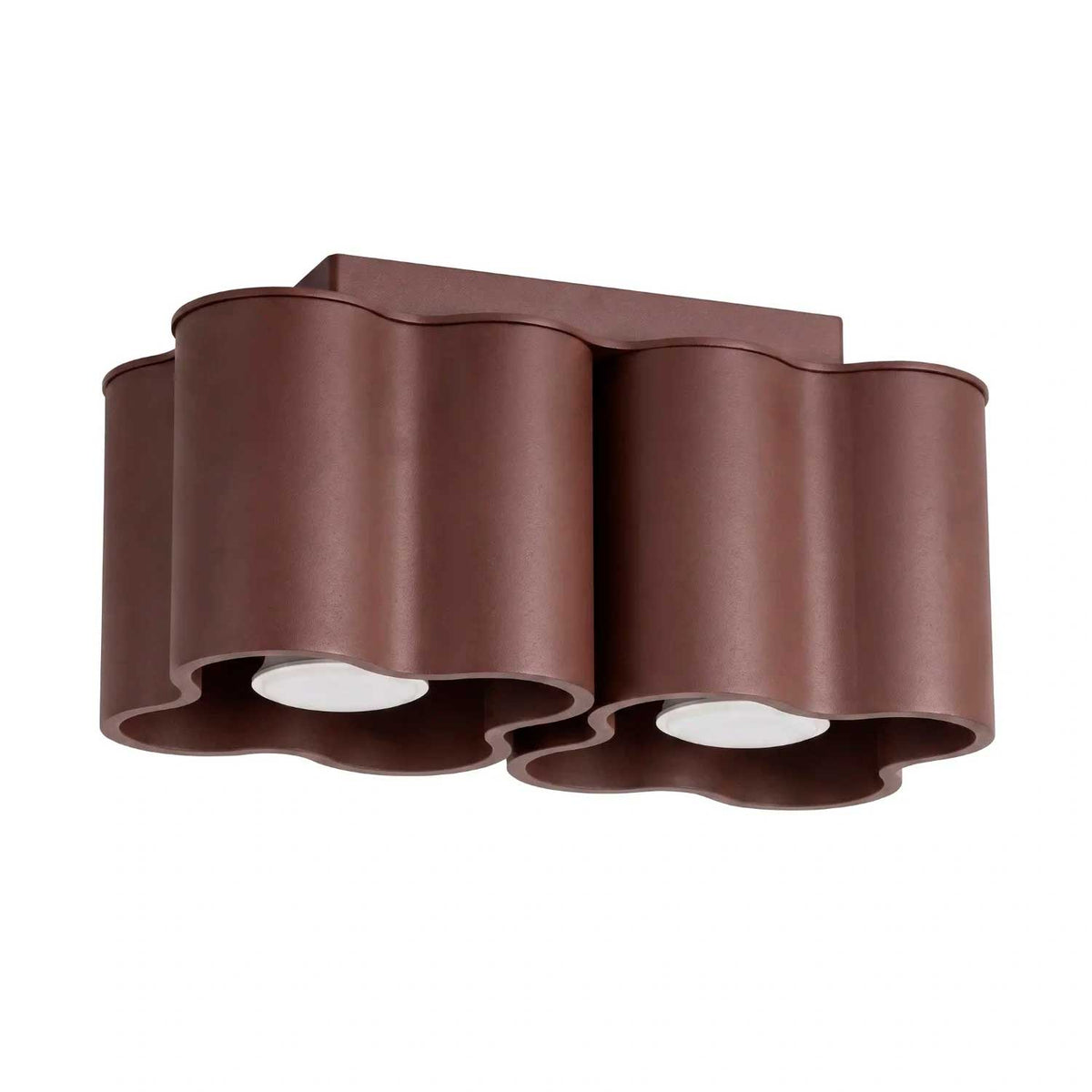 Tulipe - Plafonnier double en aluminium mat aux formes ondulées, style contemporain