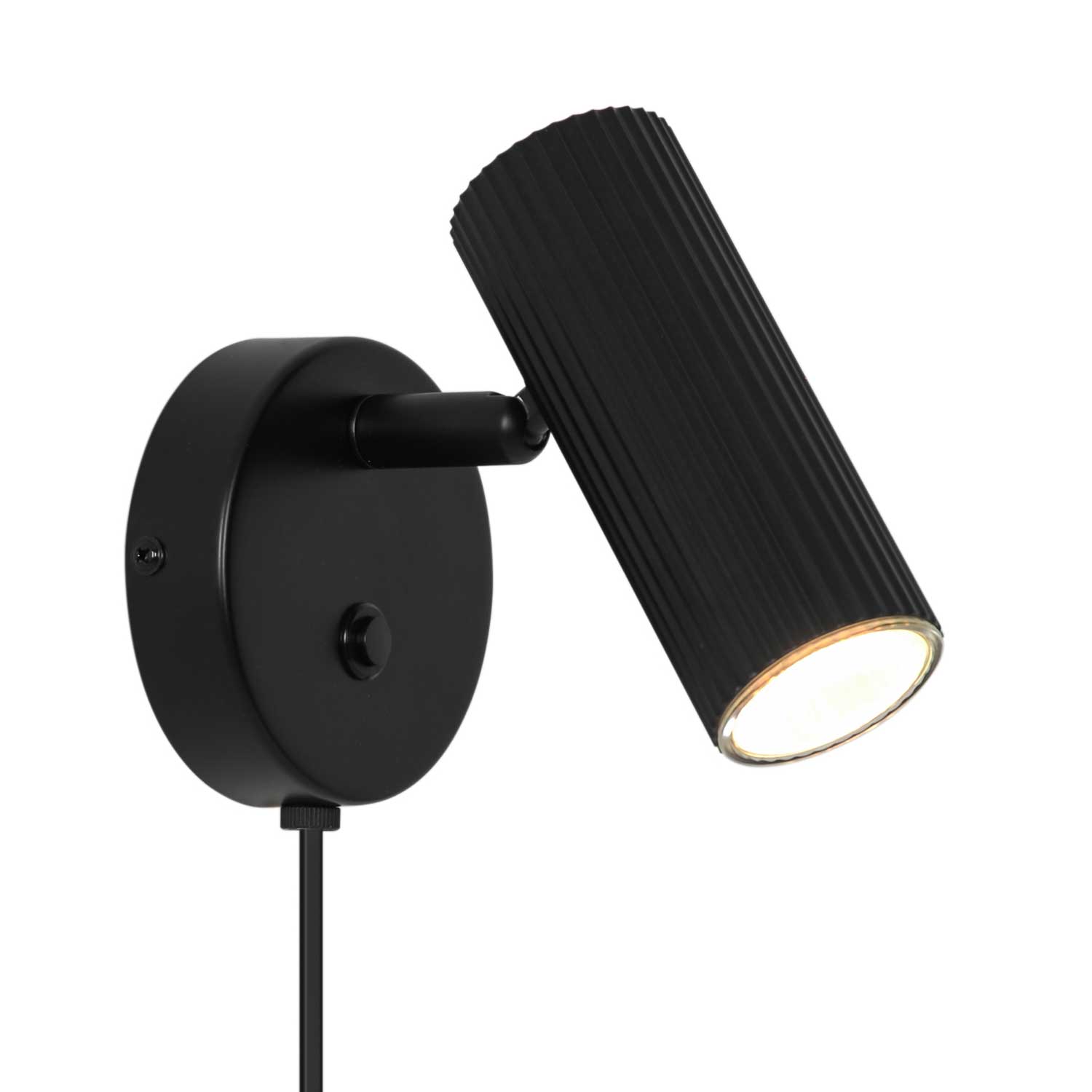 Vico - Applique murale noire avec port USB-C pour chambre moderne