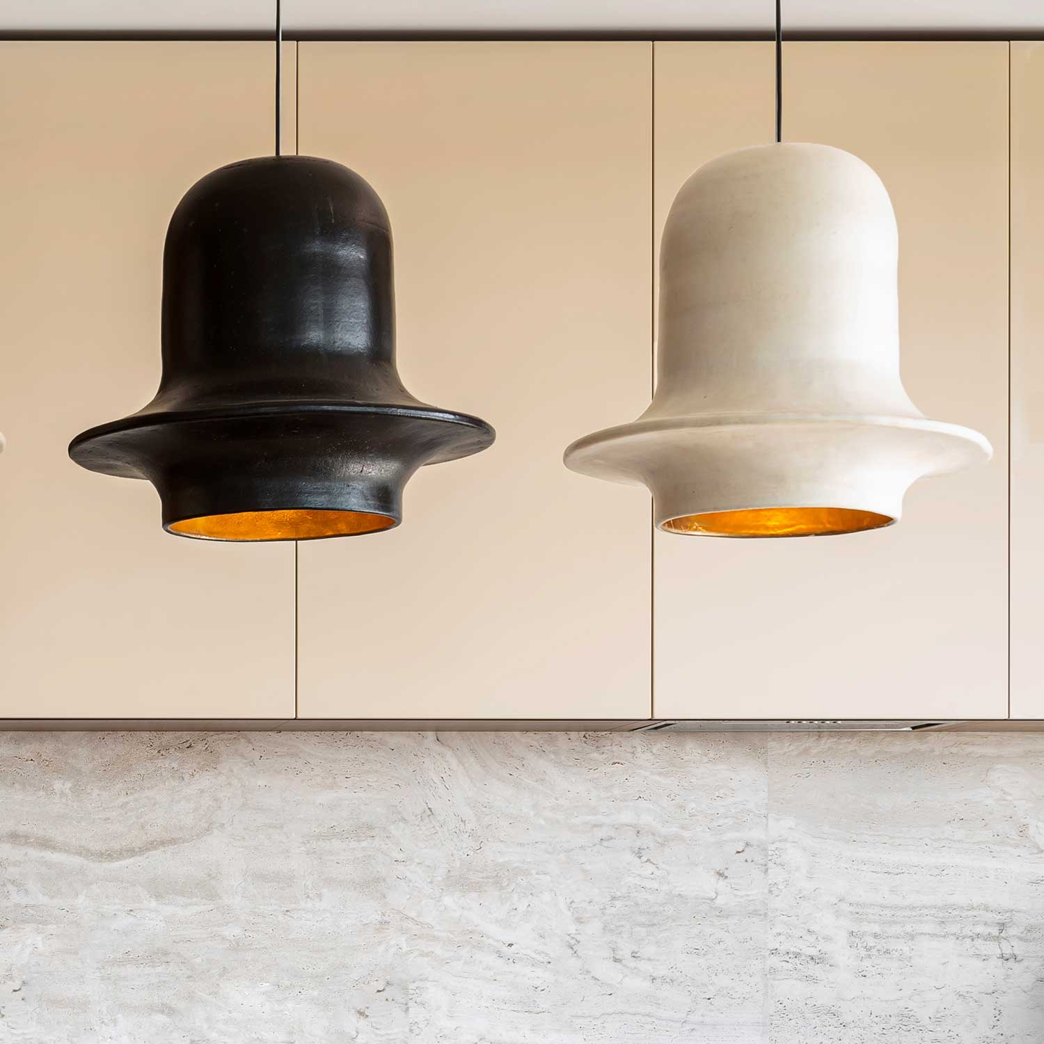 VOLCANO - Designer pendant light in handcrafted ceramic for living room