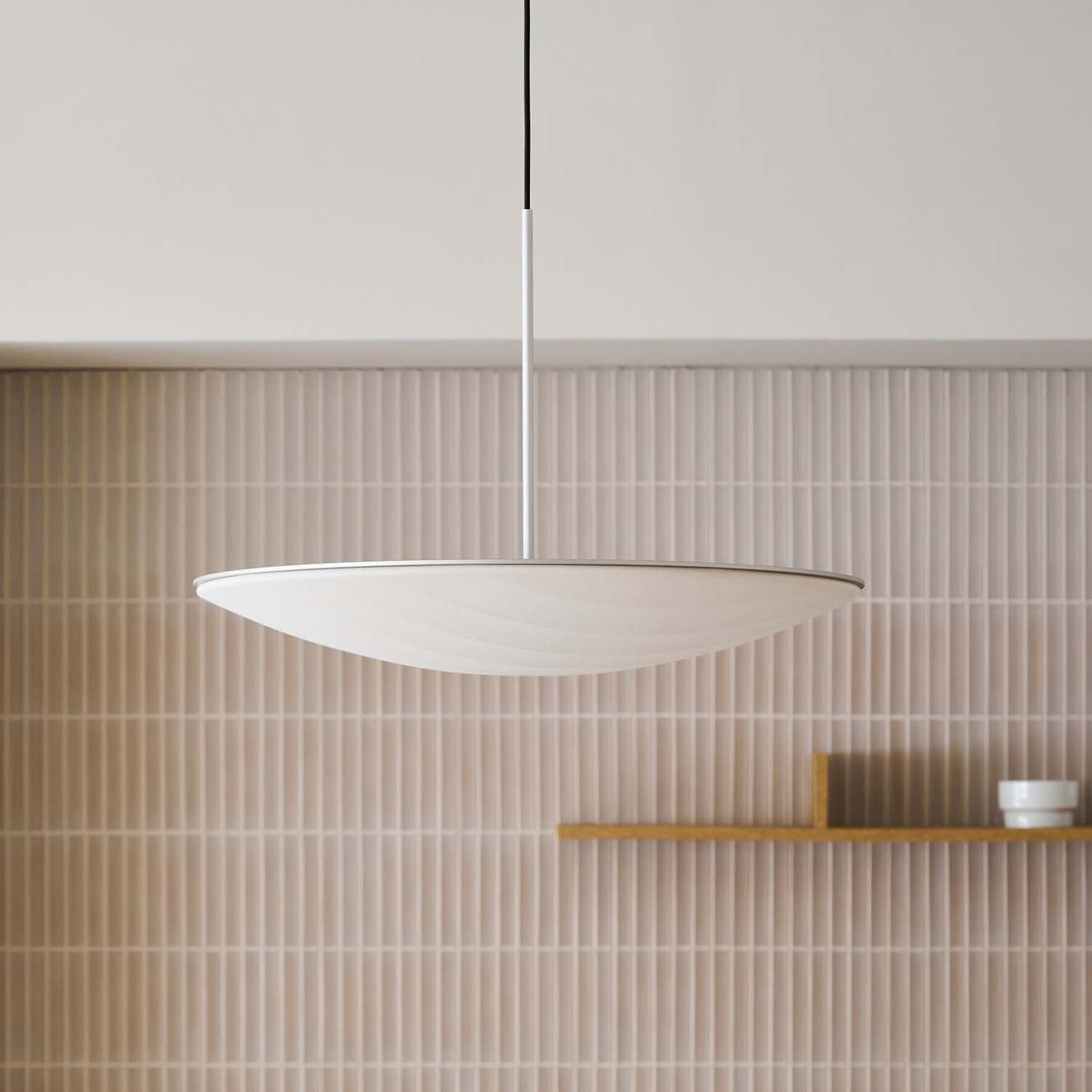 AGO LIGHTING VOYAGE fabric and brushed aluminum pendant light