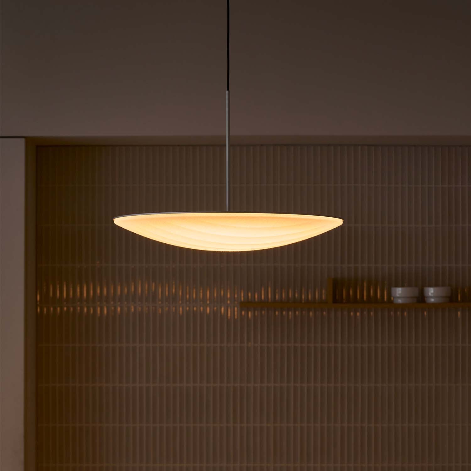 AGO LIGHTING VOYAGE fabric and brushed aluminum pendant light
