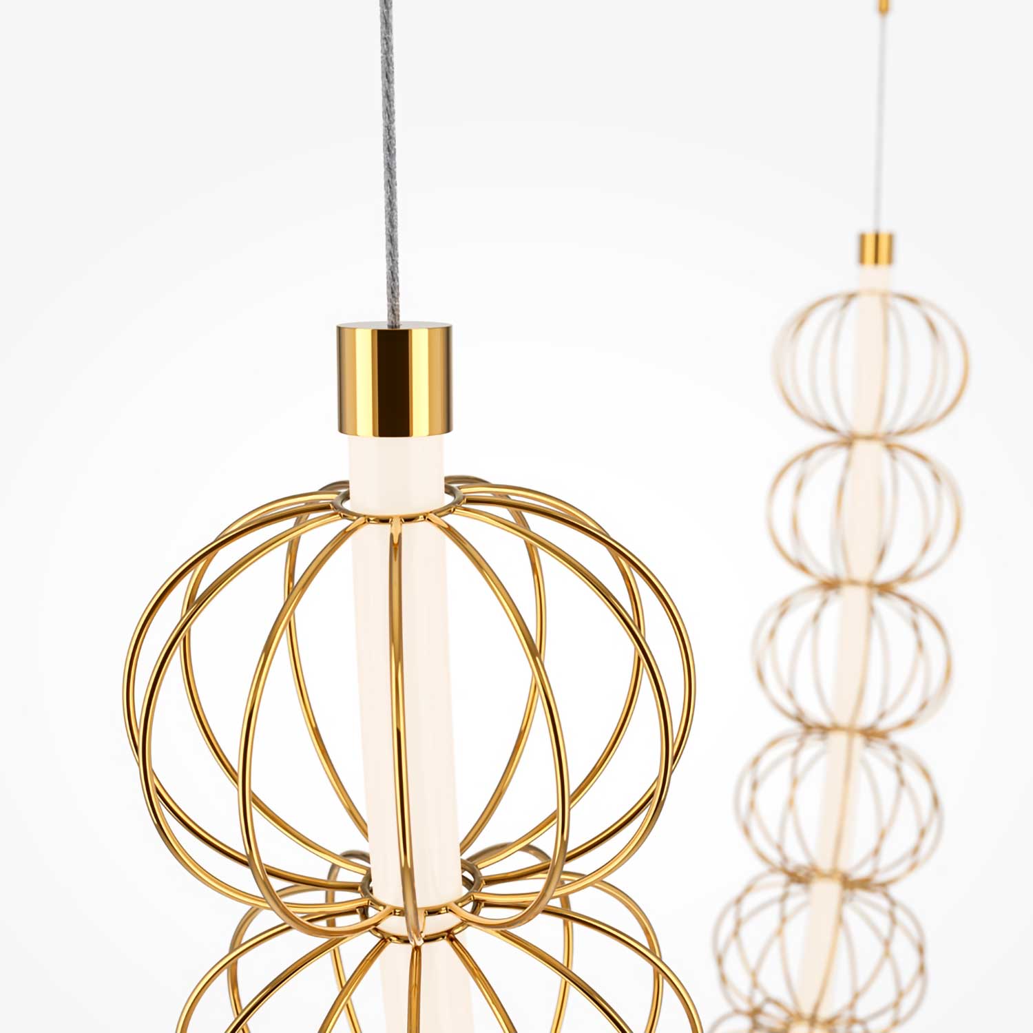 Golden Cage - Grande suspension LED xxl design pour salon moderne