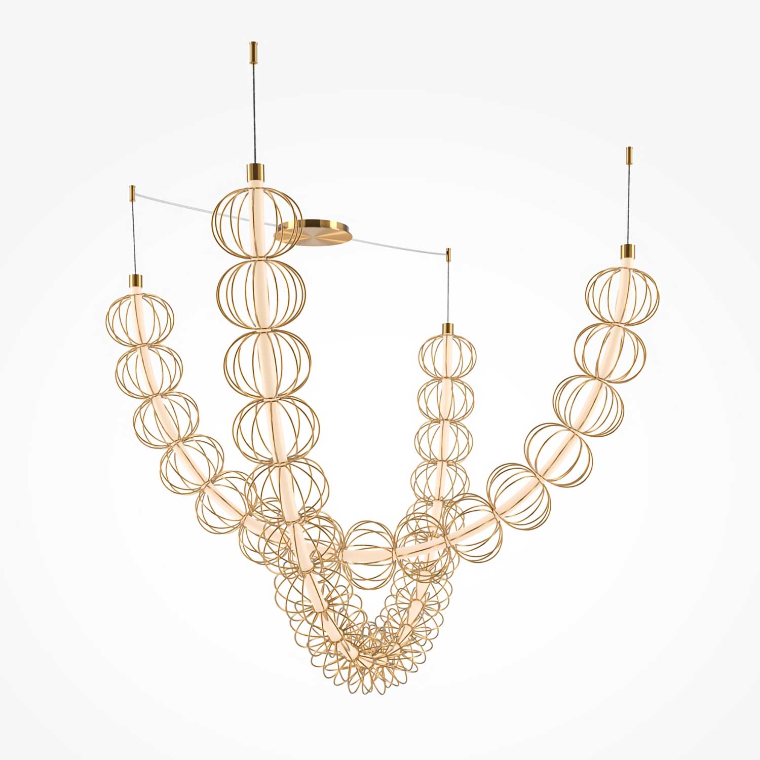 Golden Cage - Grande suspension LED xxl design pour salon moderne