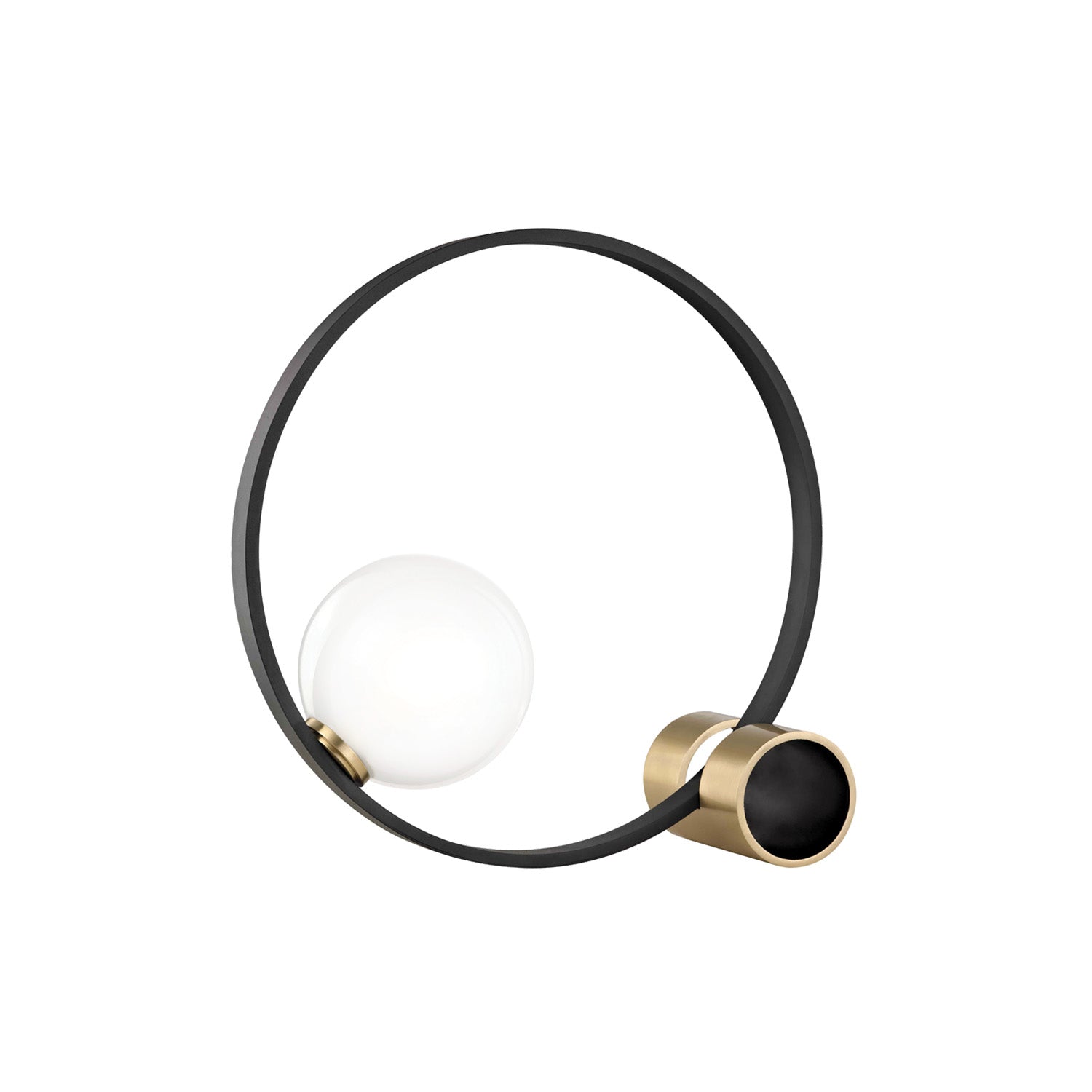 ZENA - Lampe à poser cercle acier noir et laiton