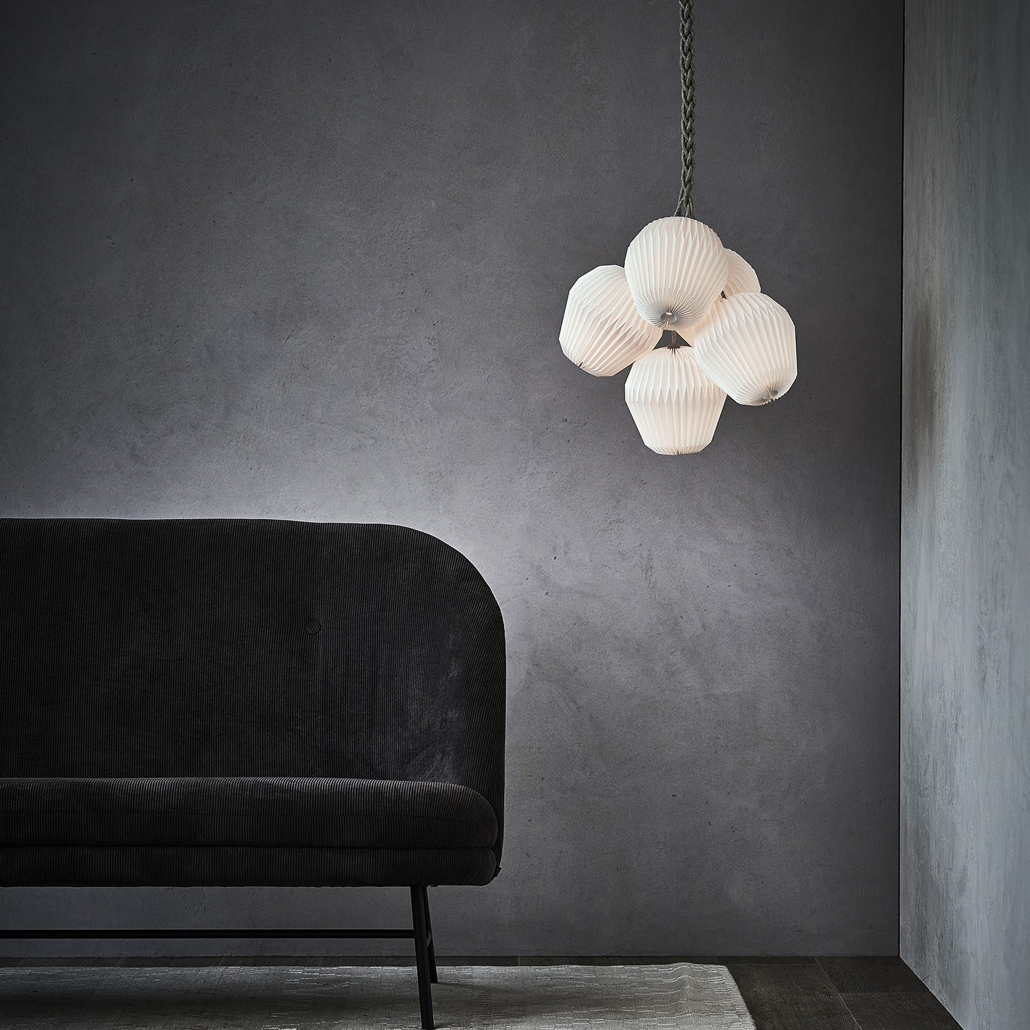 LE KLINT BOUQUET 5 cluster chandelier in white folded paper design